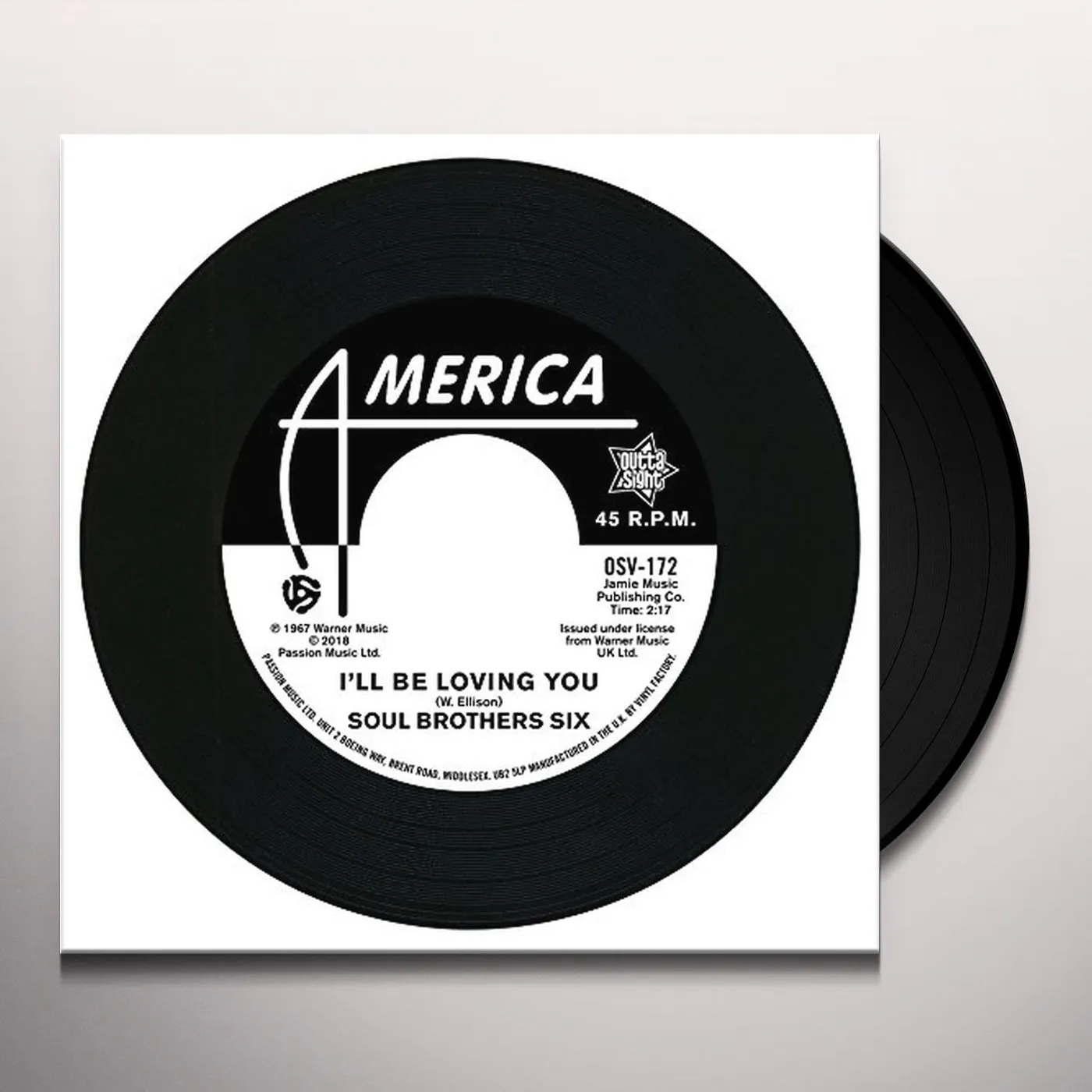 Soul Bros. Six I'LL BE LOVING YOU / WALKIN UP A ONE WAY STREET Vinyl Record