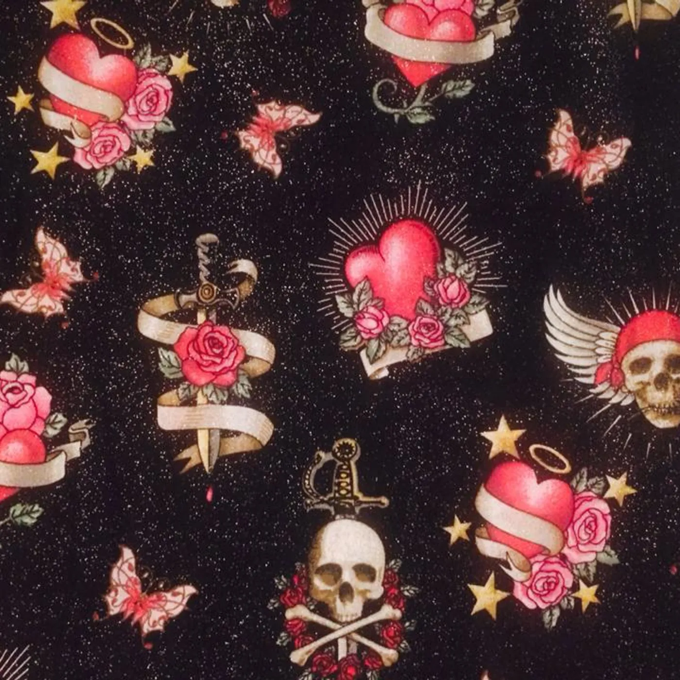 House of Hate "Glitter Skulls" A-Line Skirt