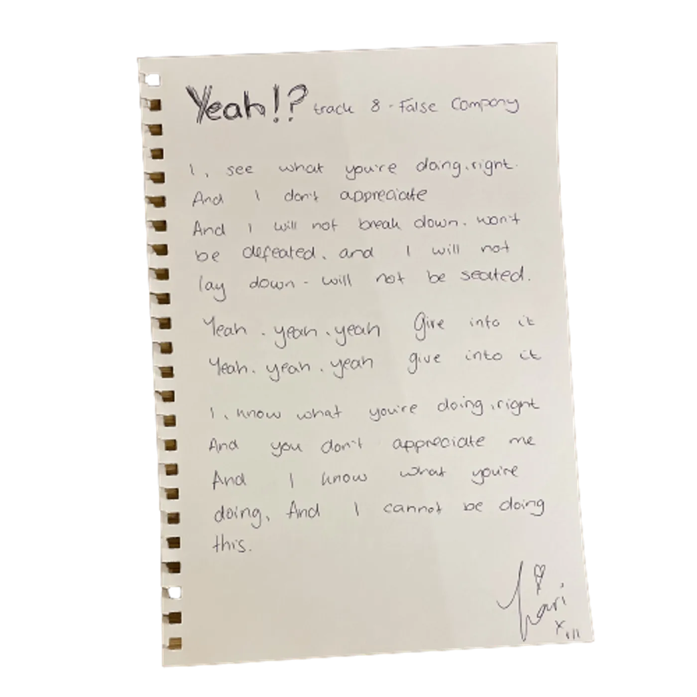 One Off Exclusive - Signed Lyric Sheets - Weekend Recovery 'False Company'