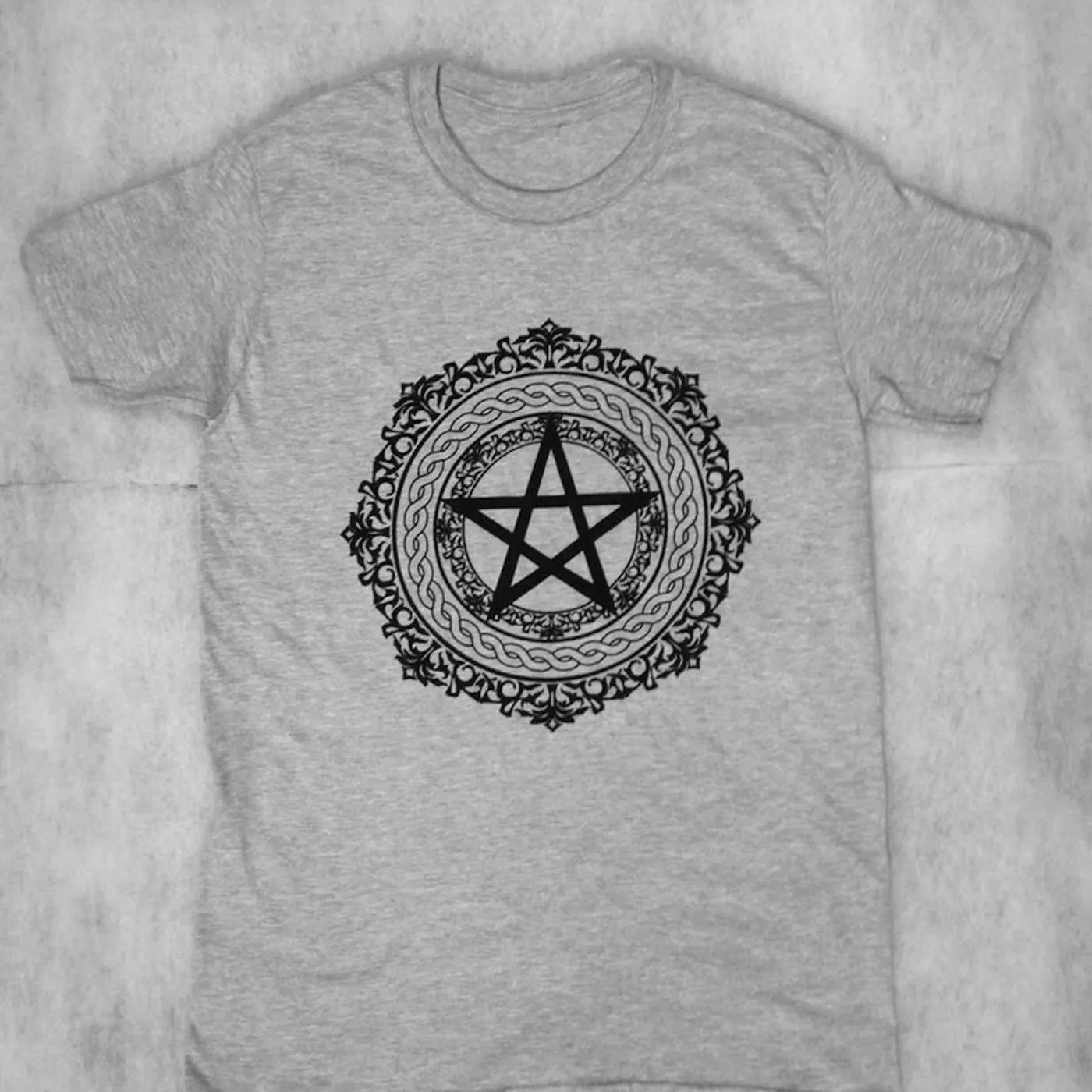 House of Hate Last 2! White or Grey Pentagram T w/ Black Print