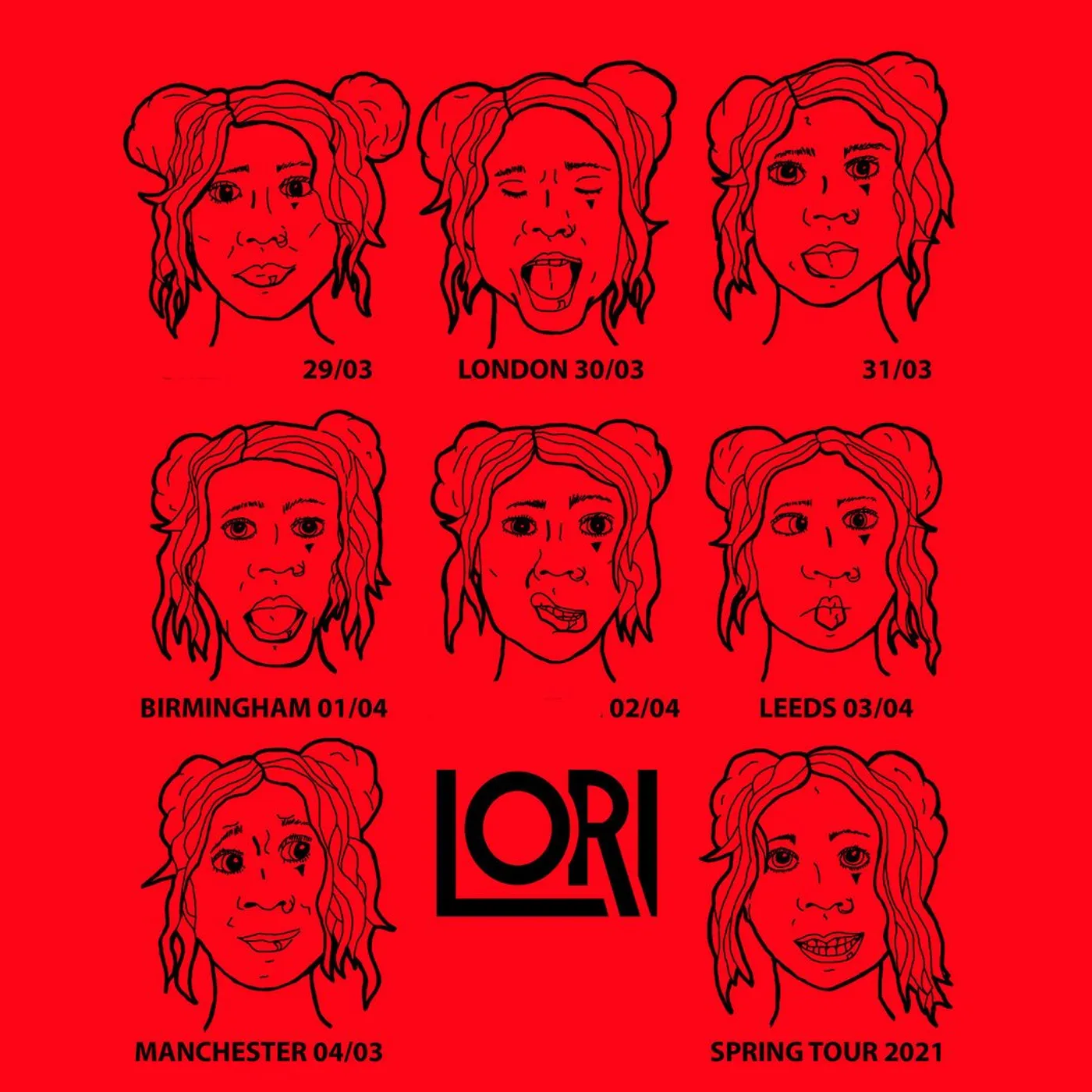 Lori - 2021 Tour Dates T-Shirt in Red w/ Back Print
