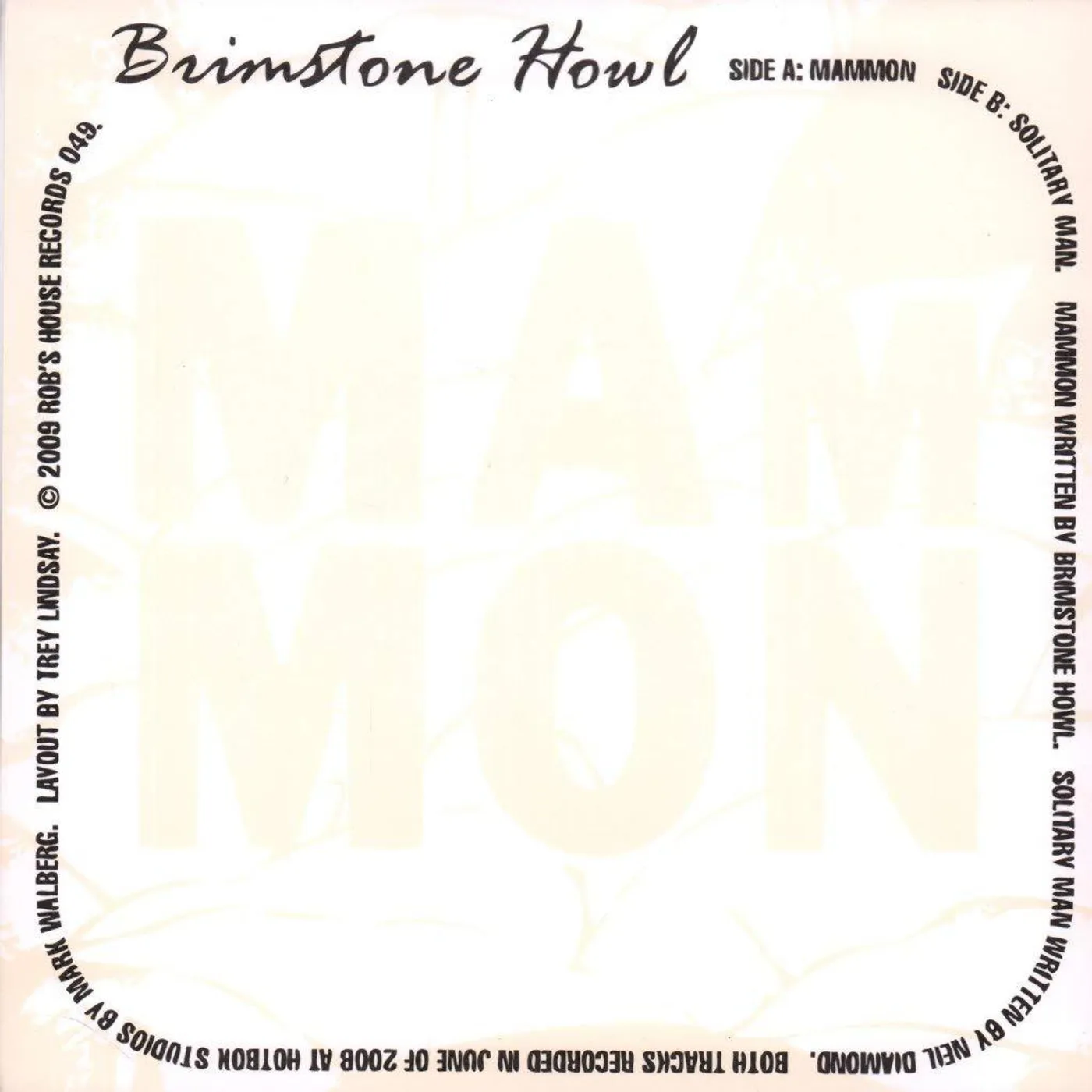 Brimstone Howl ‎– Mammon 7"