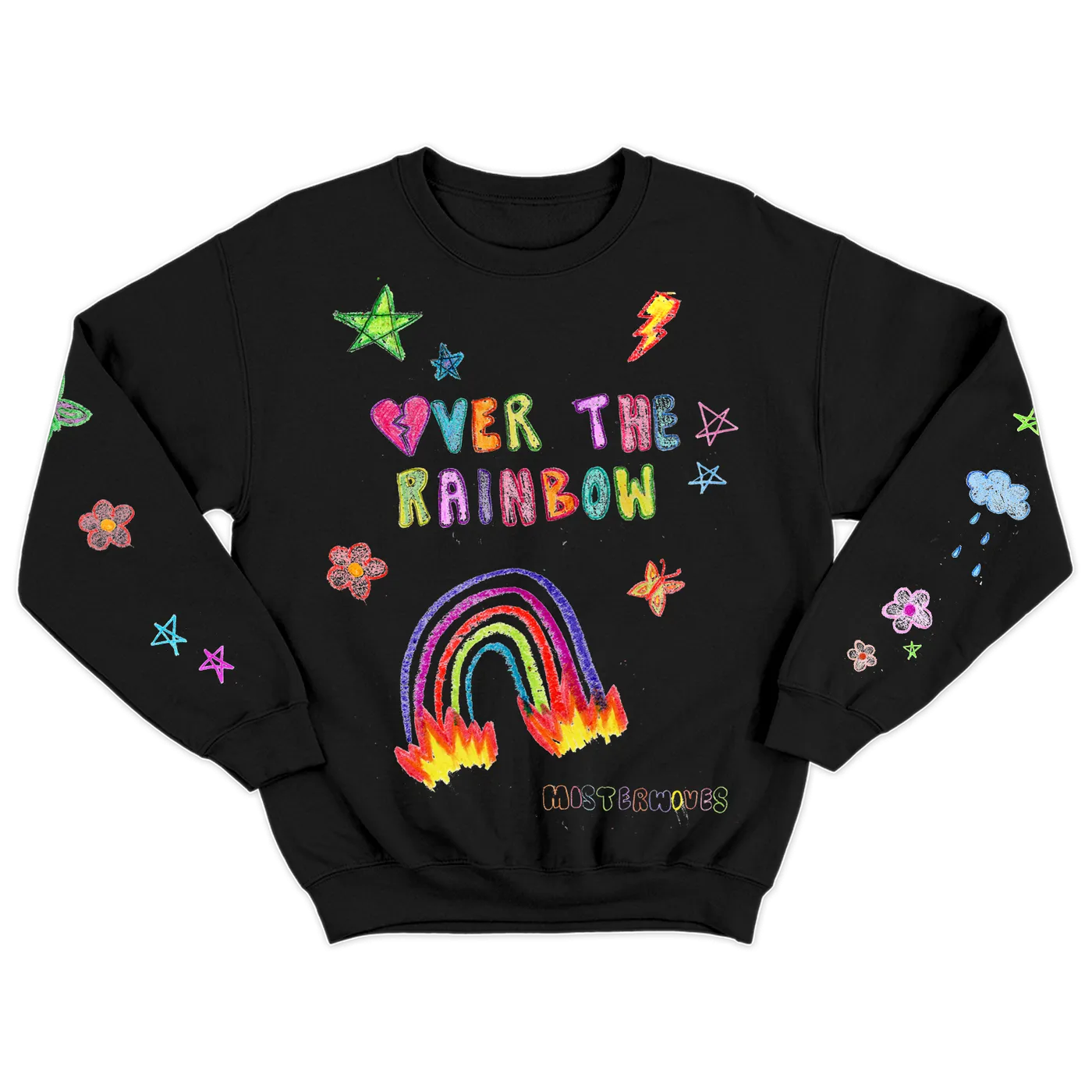MisterWives Over the Rainbow Black Crewneck