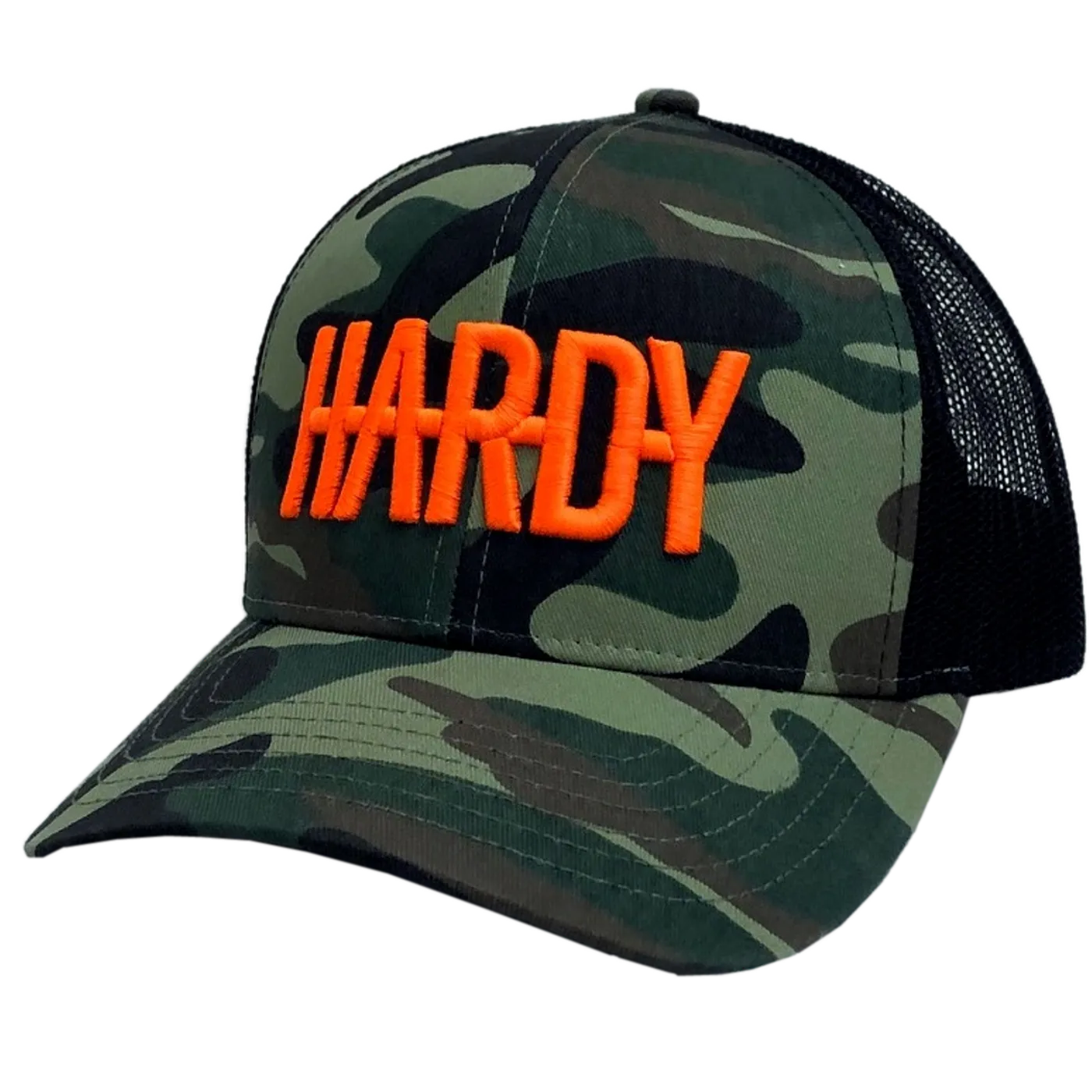 HARDY Camo with Blaze Orange Logo Ballcap
