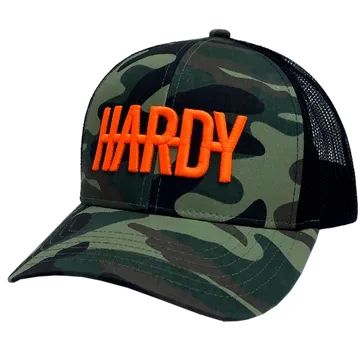 HARDY Camo with Blaze Orange Logo Ballcap