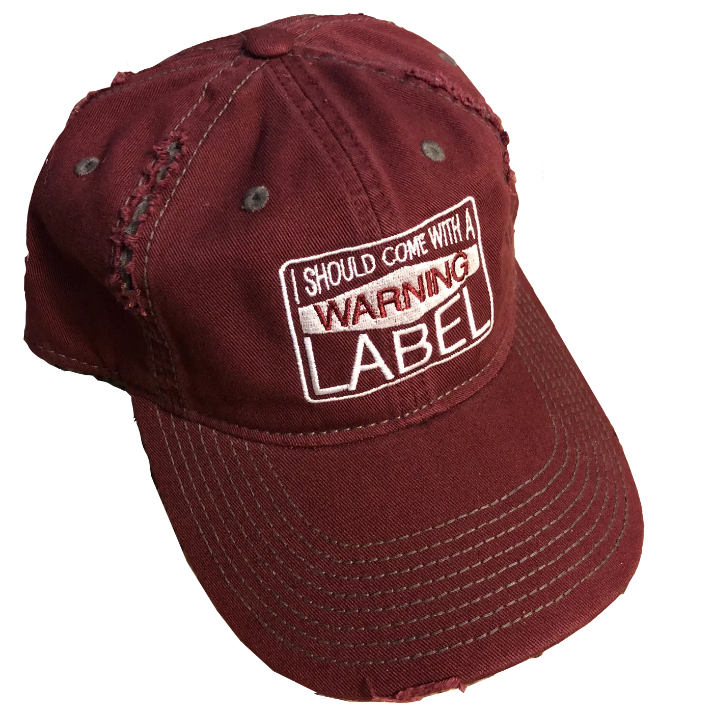 Jessica Lynne Witty Warning Label Distressed Hat