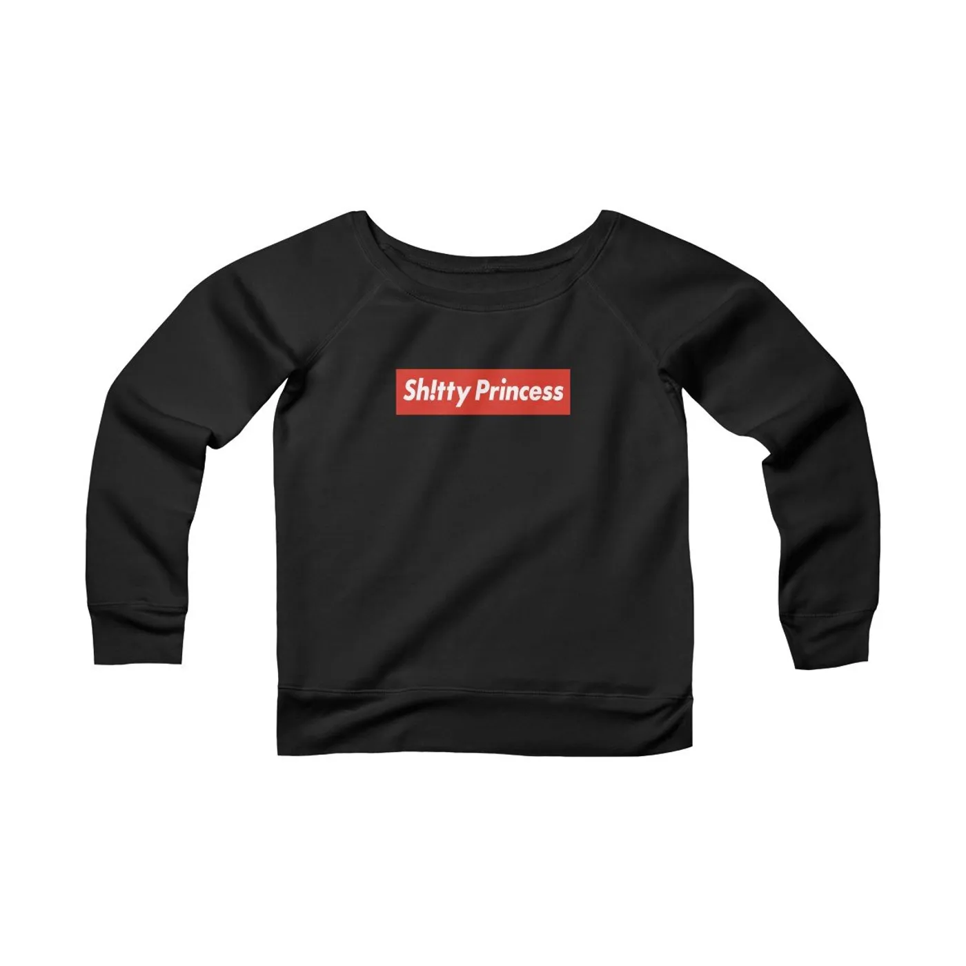 Women's Sponge Fleece Wide Neck Sweatshirt in Shitty Princess Red Logo