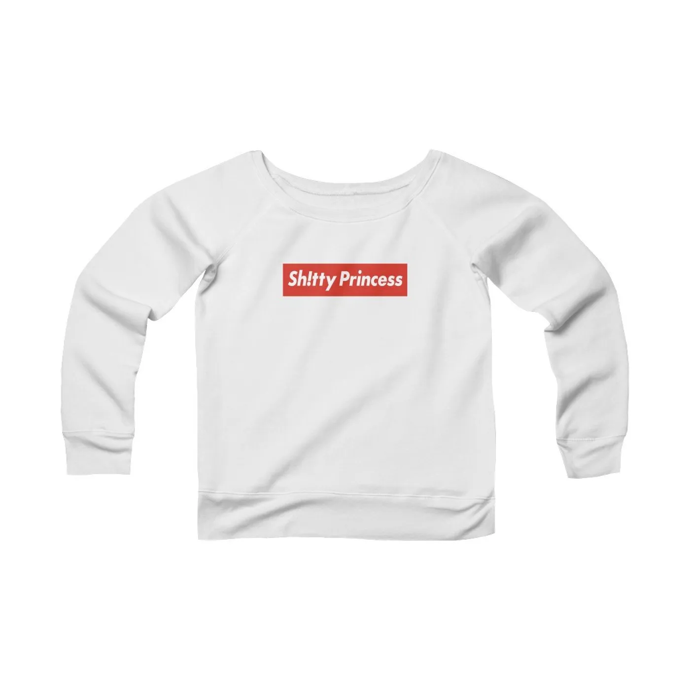 Women's Sponge Fleece Wide Neck Sweatshirt in Shitty Princess Red Logo