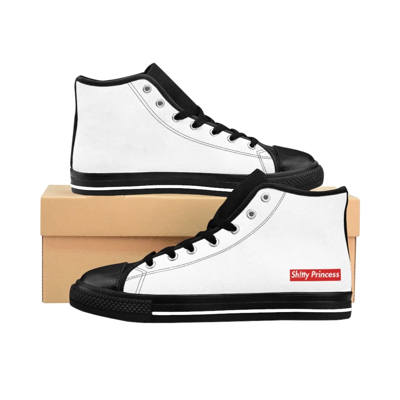 Women's High-top Sneakers Shitty Princess Red Logo