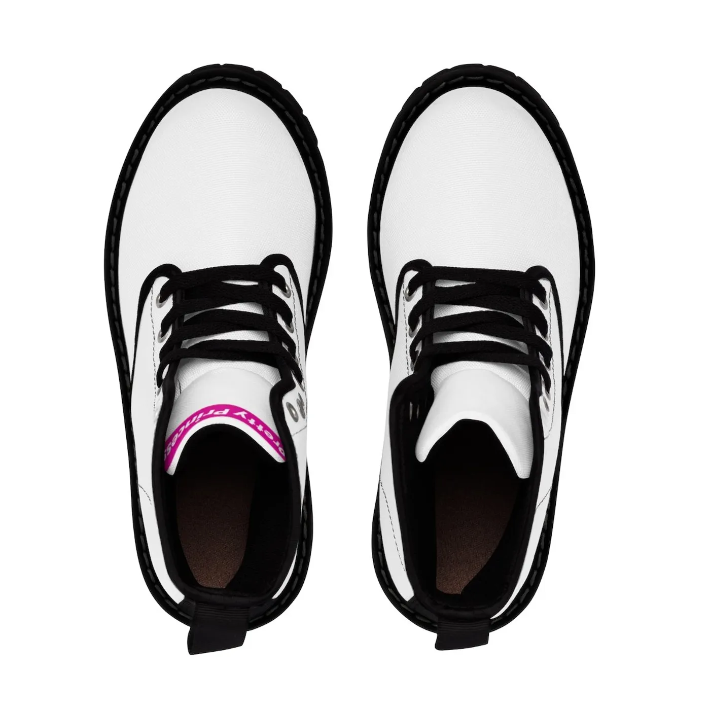 Shitty Princess Martin Boots in Pretty Princess Pink Logo