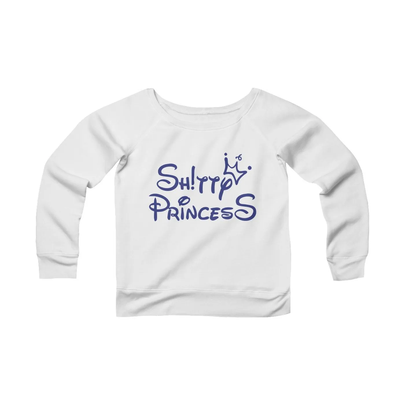 Women's Sponge Fleece Wide Neck Sweatshirt in Shitty Princess Navy OG Logo