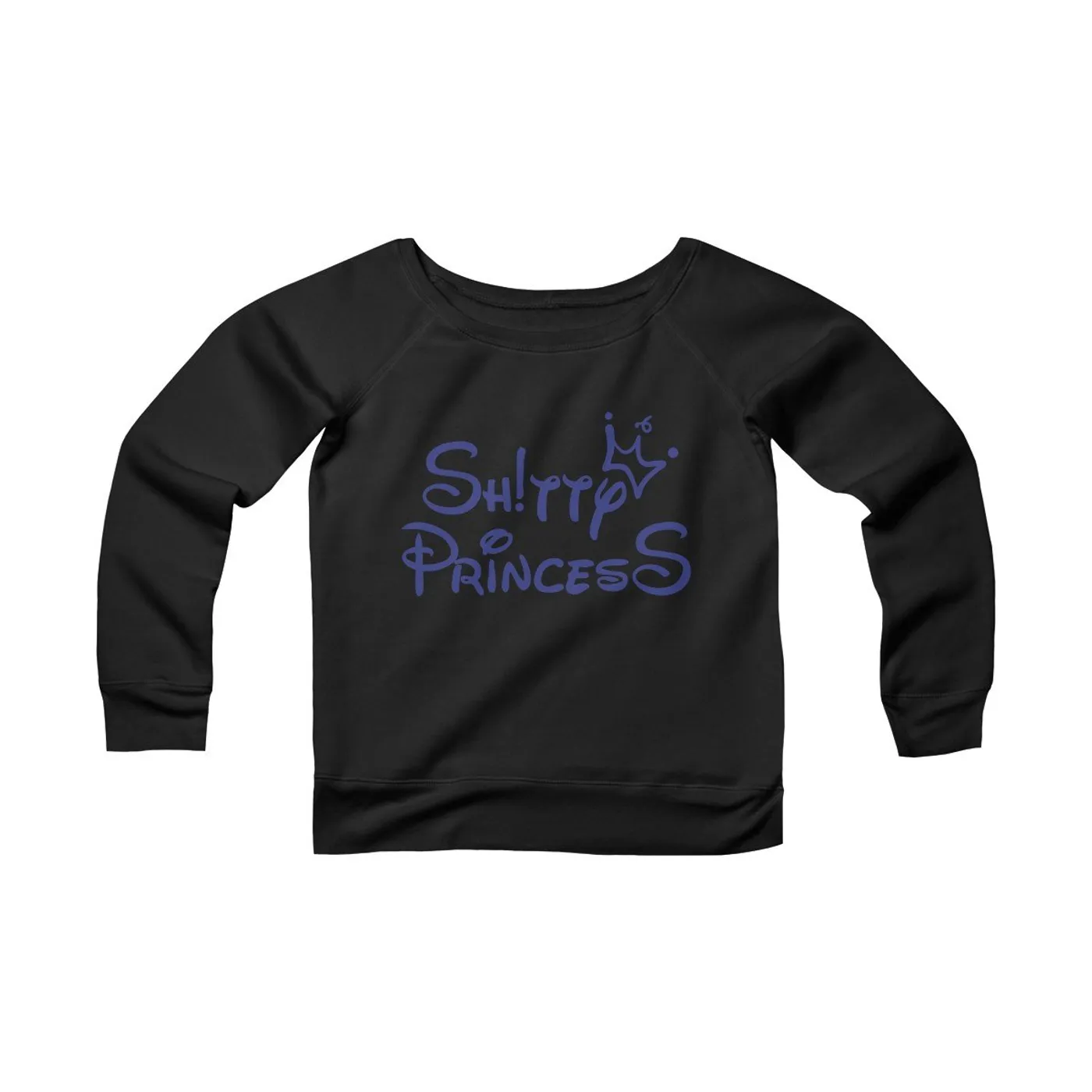 Women's Sponge Fleece Wide Neck Sweatshirt in Shitty Princess Navy OG Logo