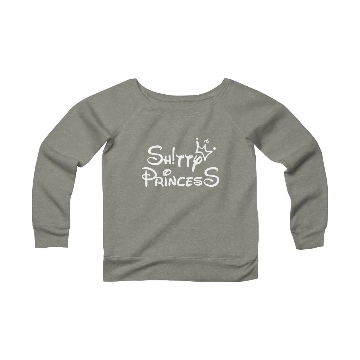 Women's Sponge Fleece Wide Neck Sweatshirt in Shitty Princess White OG Logo