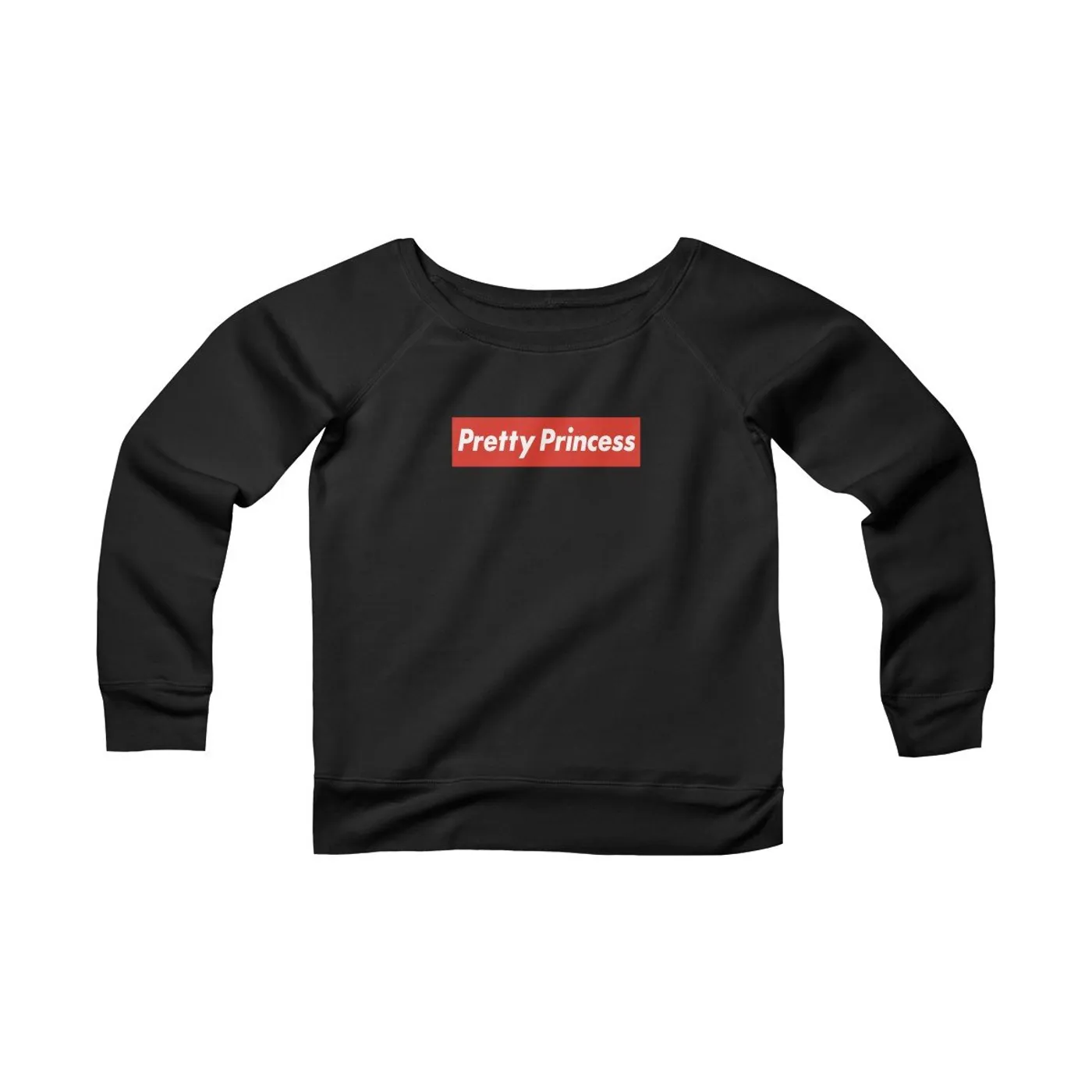 Shitty Princess Women's Sponge Fleece Wide Neck Sweatshirt in Pretty Princess Red Logo