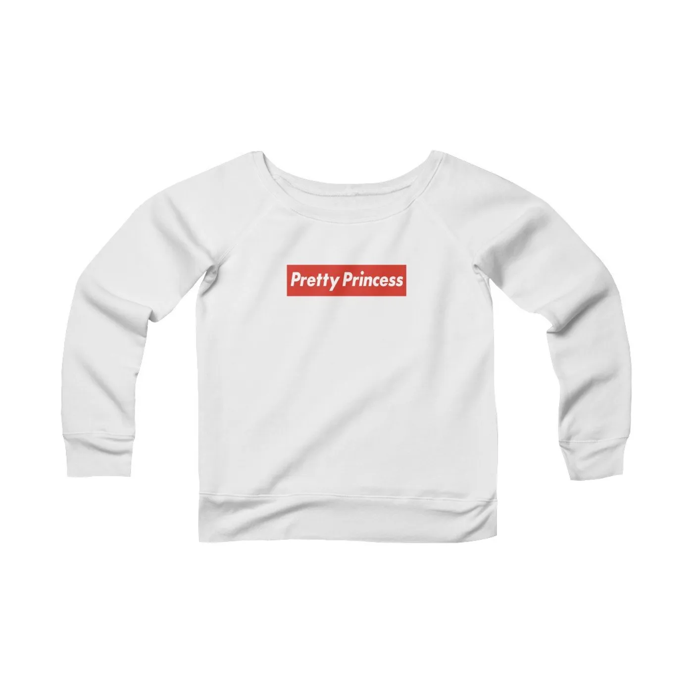 Shitty Princess Women's Sponge Fleece Wide Neck Sweatshirt in Pretty Princess Red Logo