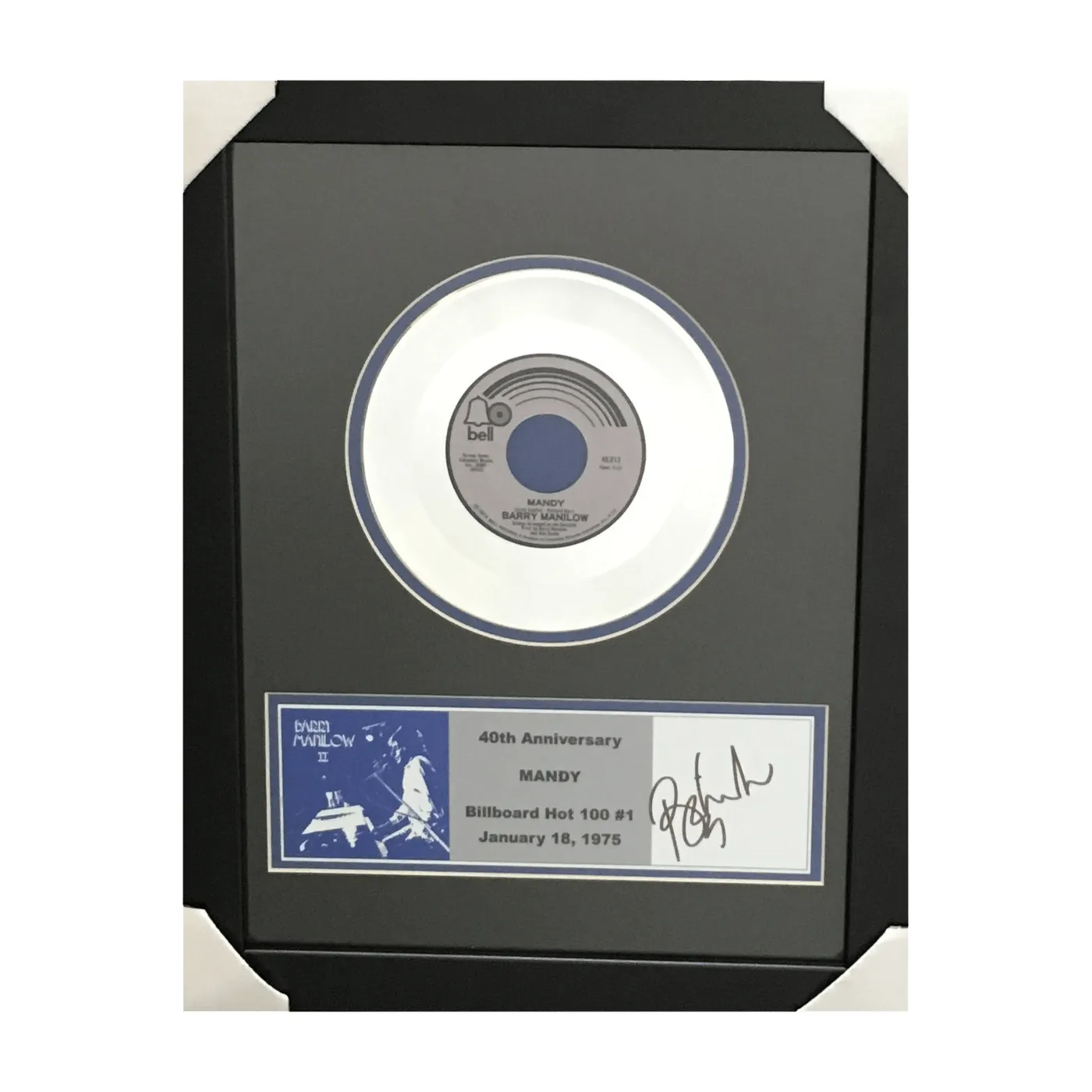 Barry Manilow Framed Mandy 45 w/ Autograph