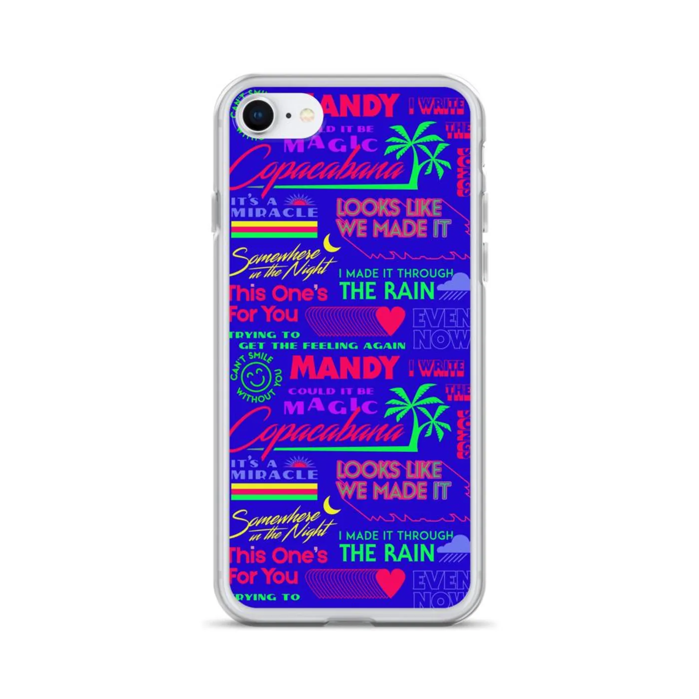 Barry Manilow MANILOW Neon Song Titles Navy iPhone Case