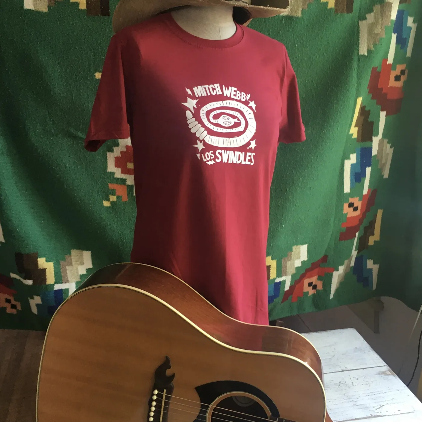 Mitch Webb and the Swindles Cardinal Red Swindle shirt with White Fantastico Snake logo!