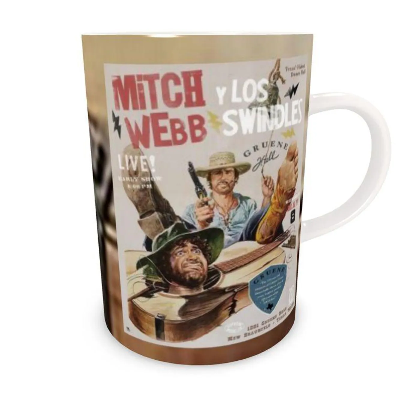 Live Show Poster Series (8 of 12) by H. Michael Karshis | Mitch Webb and the Swindles | Tall Bone China Mug