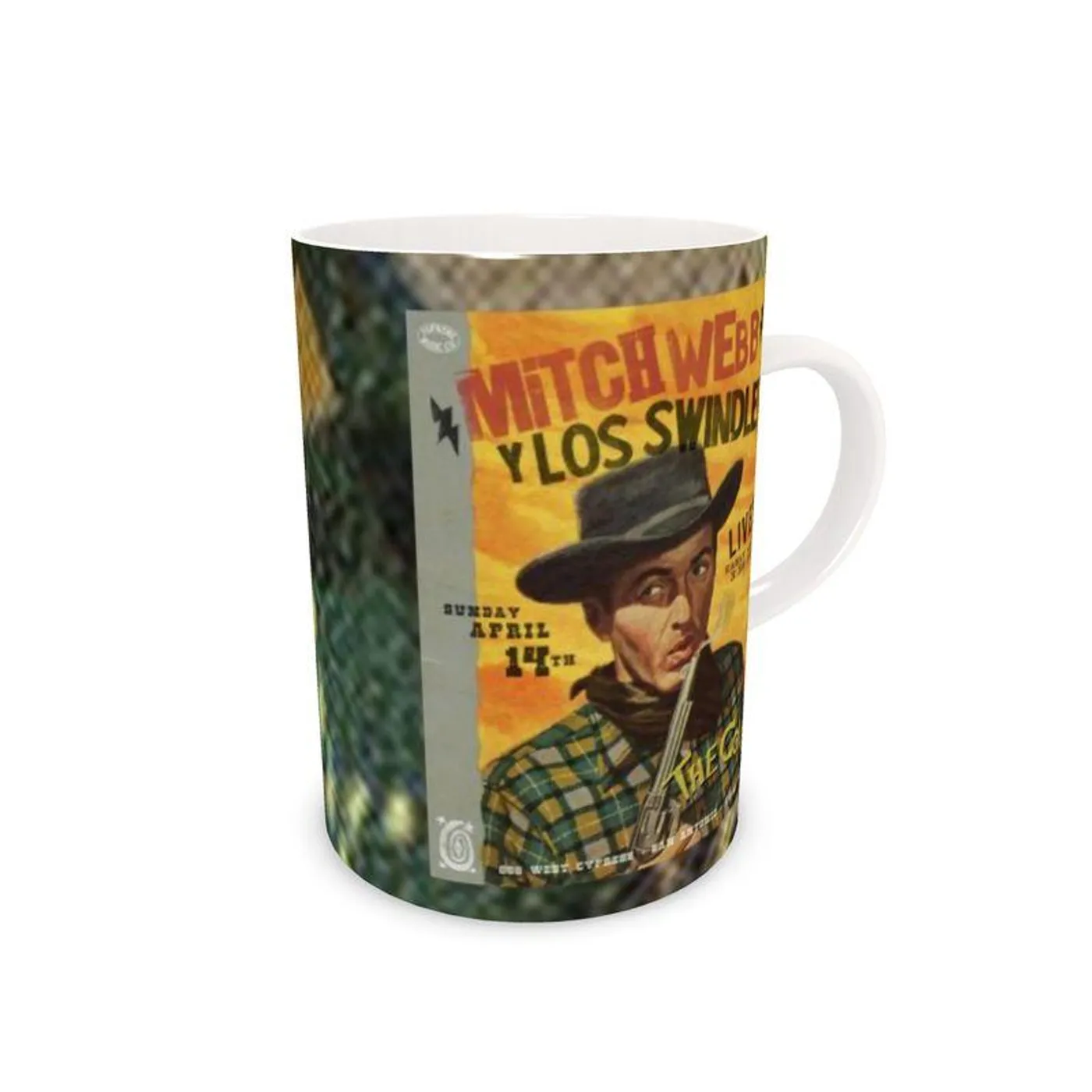 Live Show Poster Series (9 of 12) by H. Michael Karshis | Mitch Webb and the Swindles | Tall Bone China Mug
