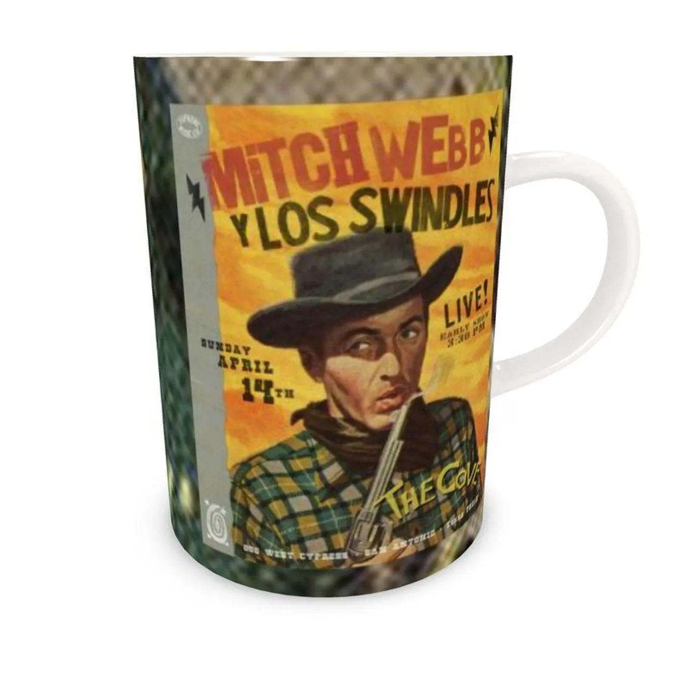 Live Show Poster Series (9 of 12) by H. Michael Karshis | Mitch Webb and the Swindles | Tall Bone China Mug