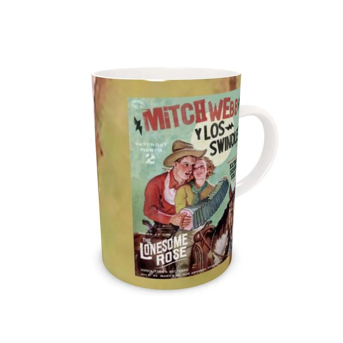 Live Show Poster Series (12 of 12) by H. Michael Karshis | Mitch Webb and the Swindles | Tall Bone China Mug