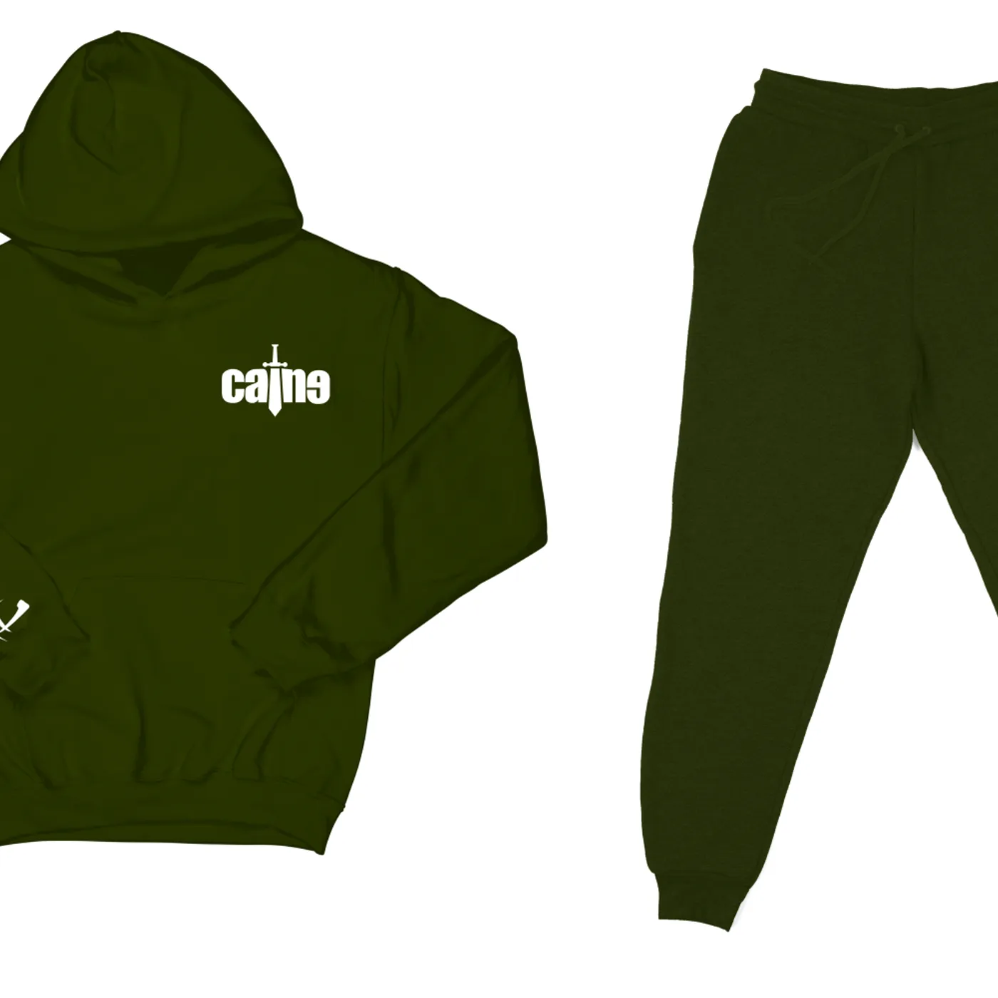 Caine Sword Logo "Military Green" Sweatsuit Top and Bottom