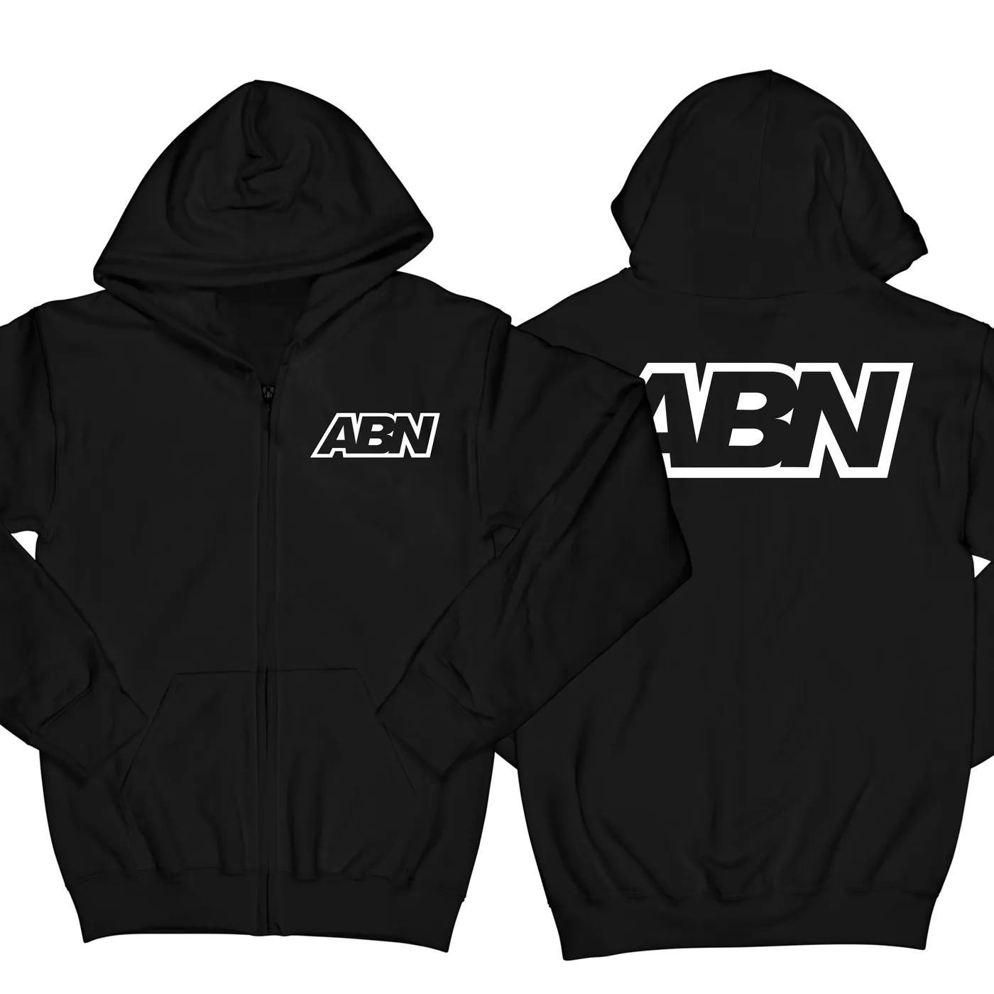 TraeMerch ABN White Logo "Black" Zip Up Hoodie.