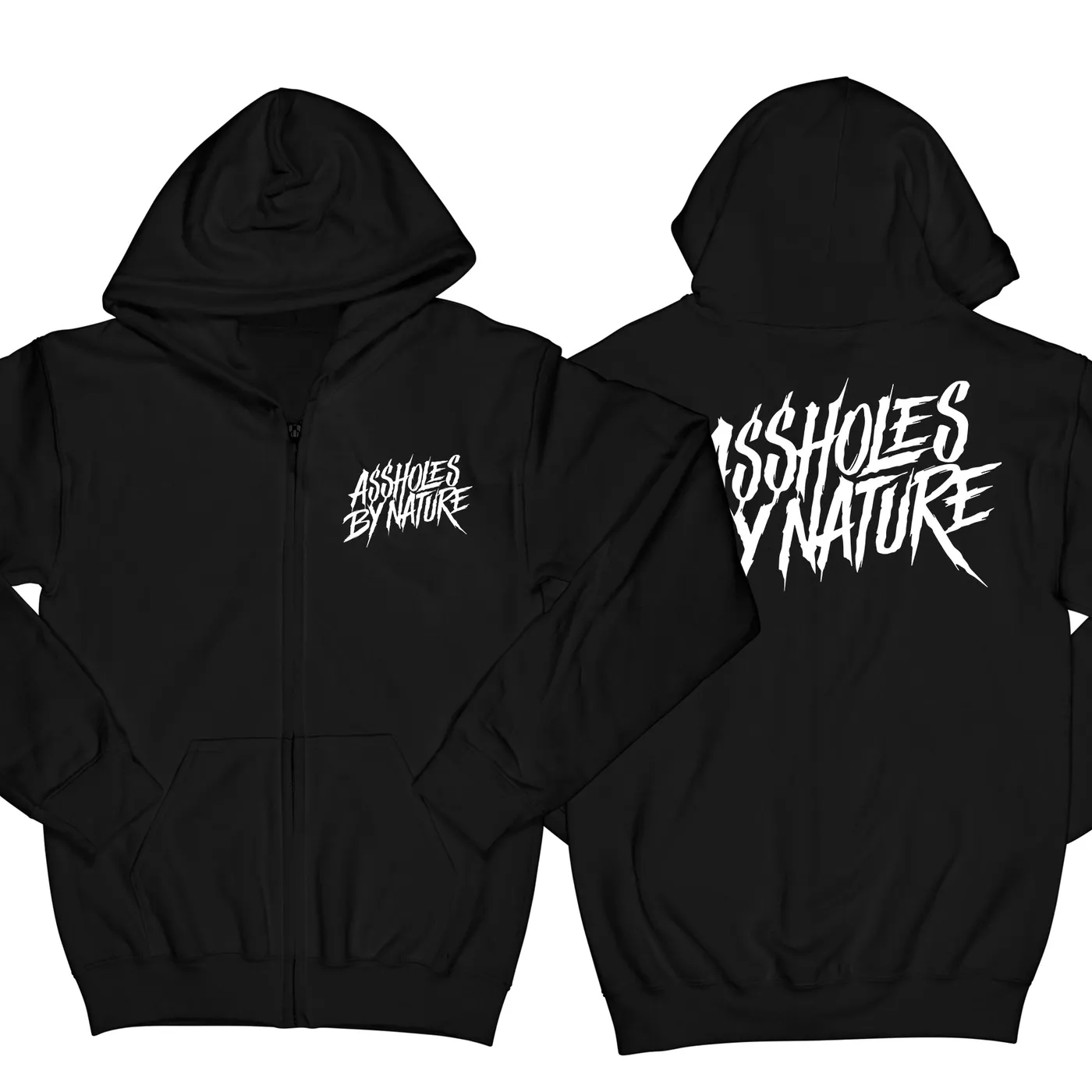 TraeMerch Assholes By Nature White Logo "Black" Zip Up Hoodie.