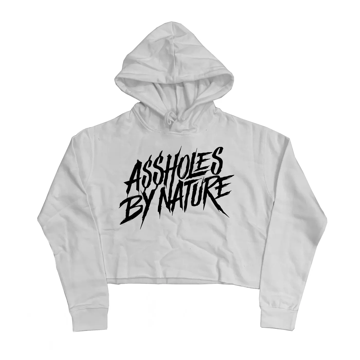 TraeMerch Assholes By Nature Black Logo "White" Crop Top Hoodie.