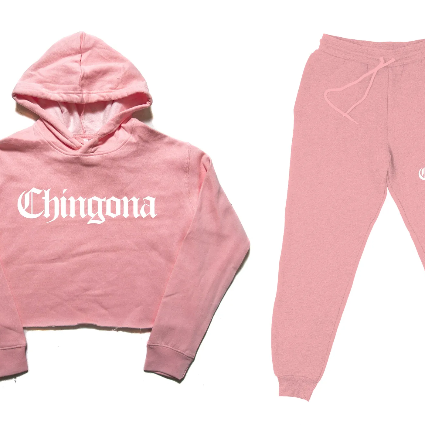 George Lopez Chingona "Pink Crop" Sweat Suit
