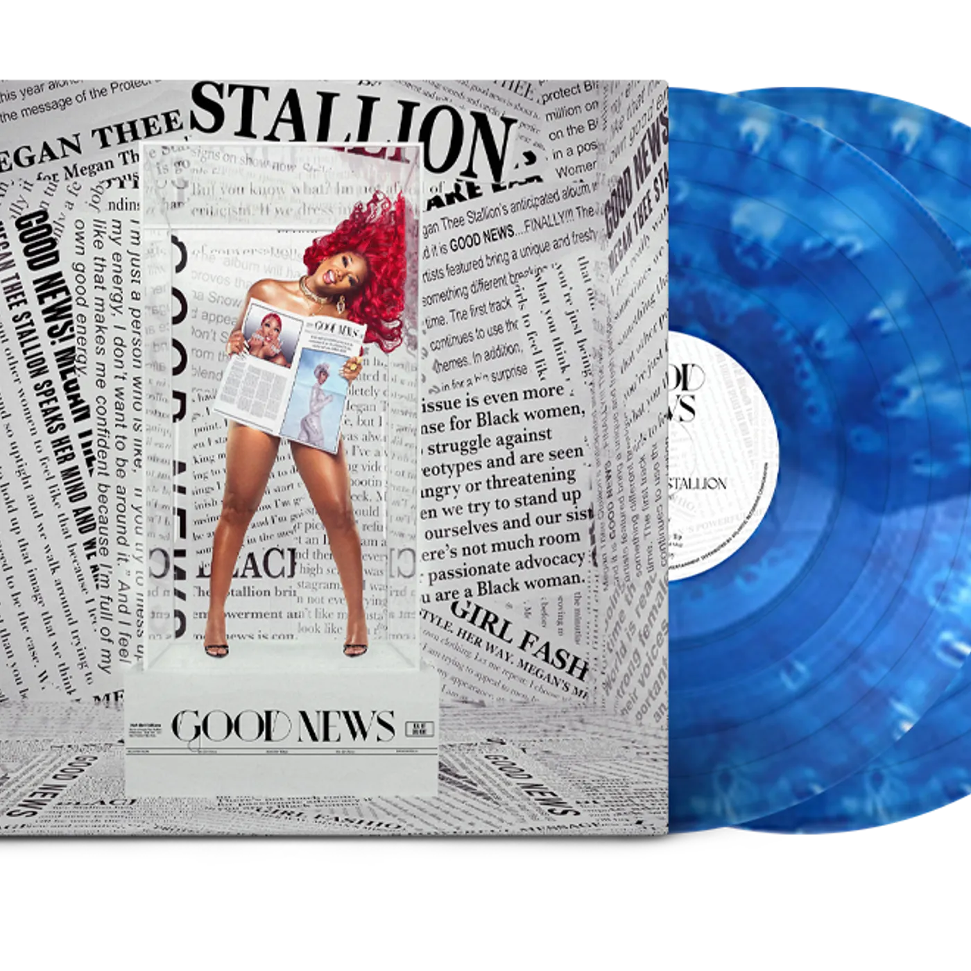 Megan Thee Stallion Good News Blue & White Swirl 2LP Vinyl