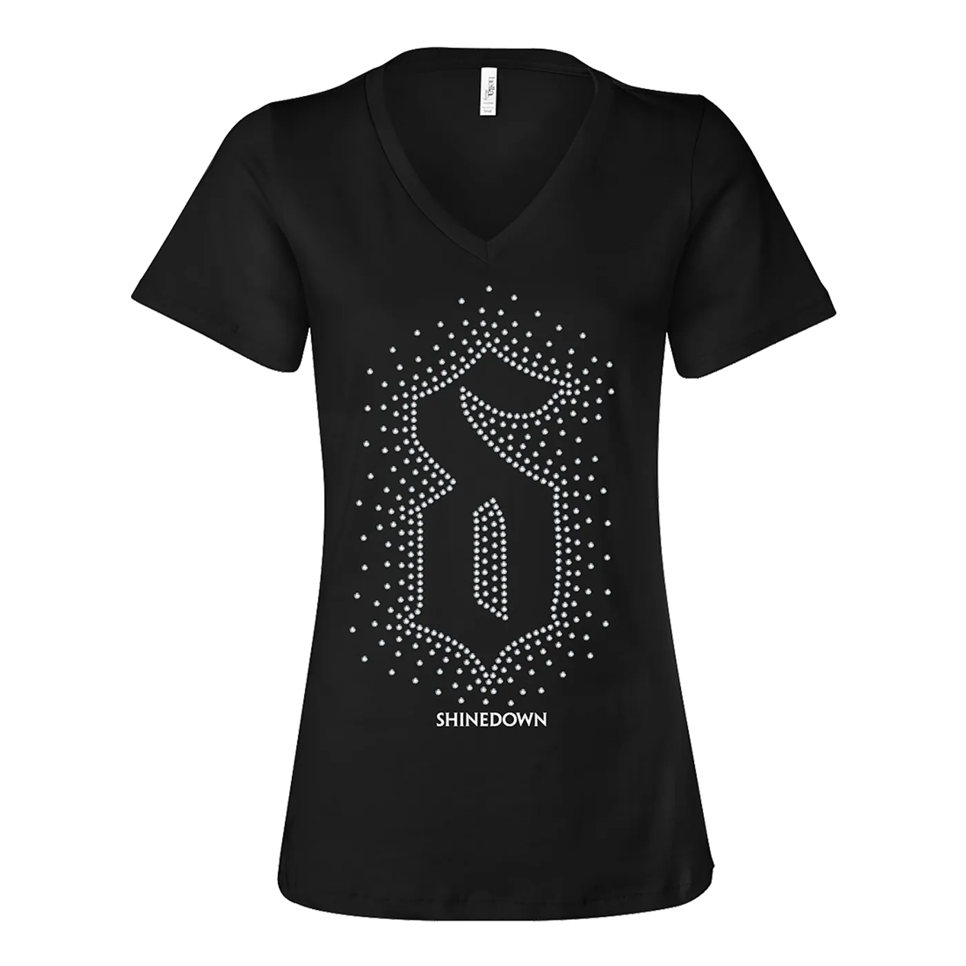 Shinedown Rhinestone V-neck Women's Logo T-shirt