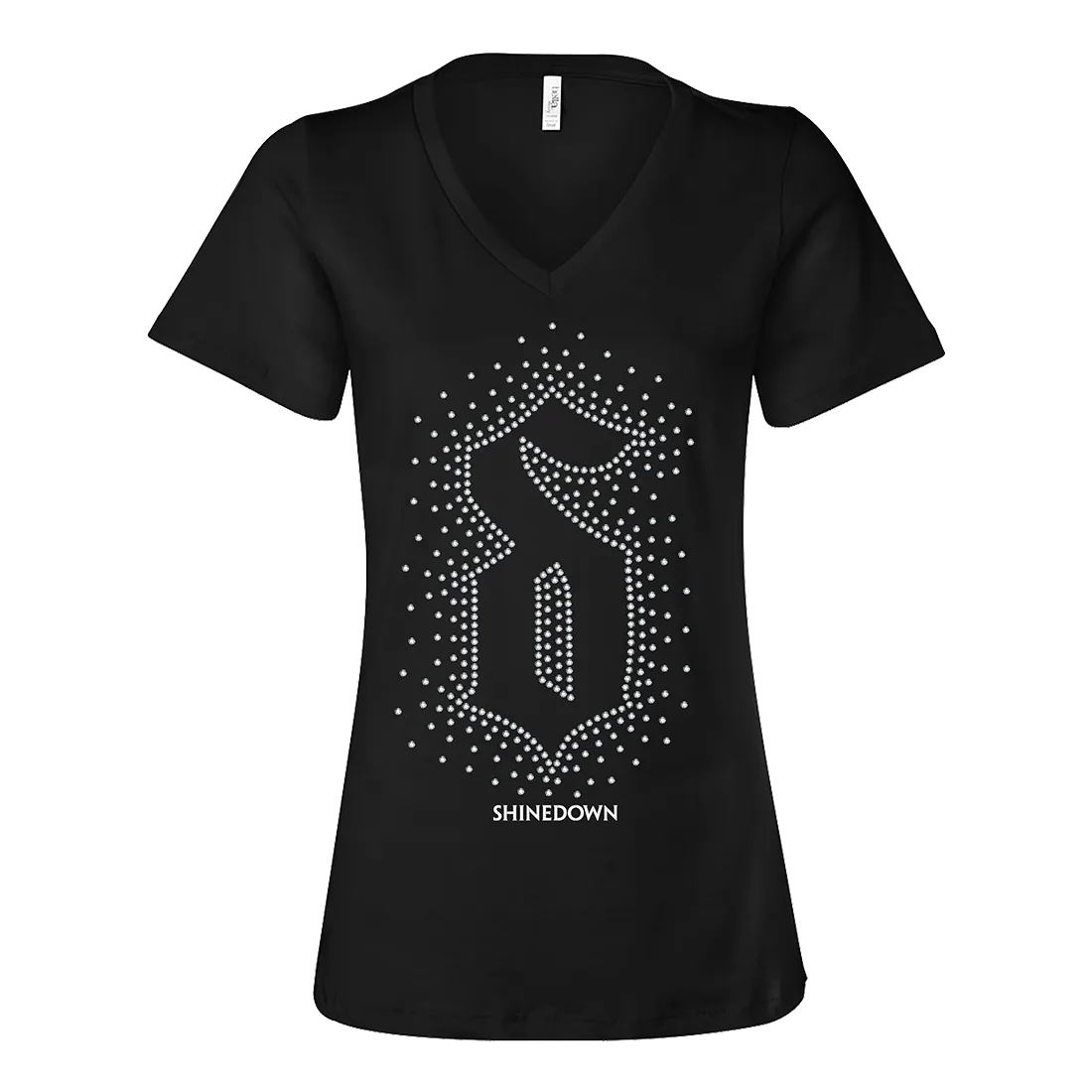 Rhinestone V-neck Women's Logo T-shirt