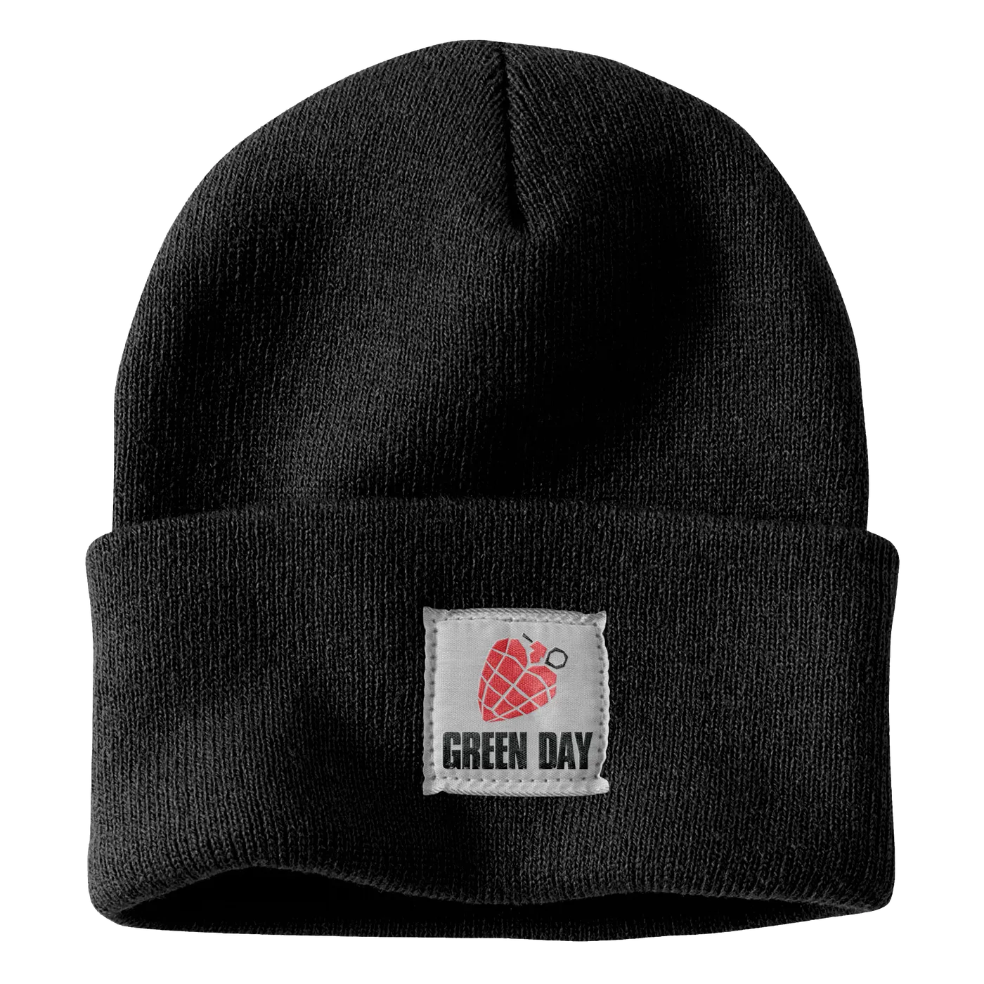 Green Day Heart Grenade Patch Black Beanie