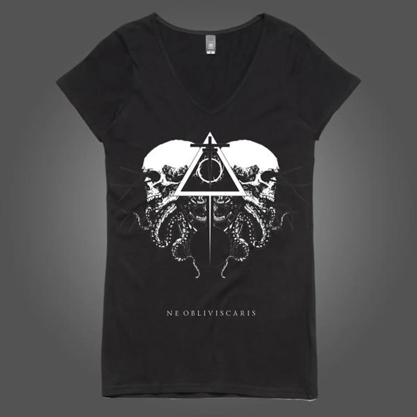 Ne Obliviscaris 2 Skulls T-shirt (Womens V-neck) Loose Fit