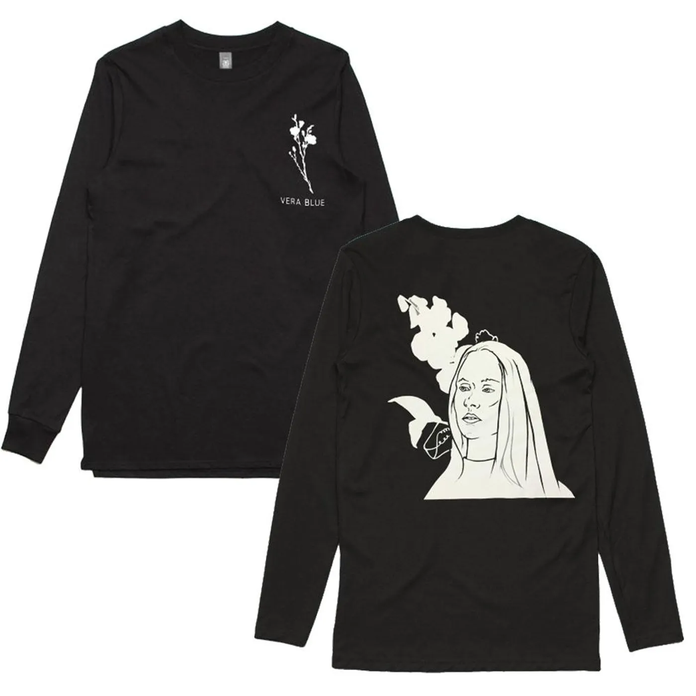 Vera Blue Flower Face Longsleeve (Black)