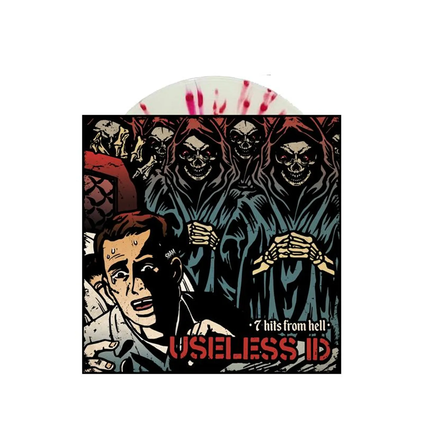 Useless Id 7 Hits From Hell 7" (Bone w/ Oxblood) (Vinyl)