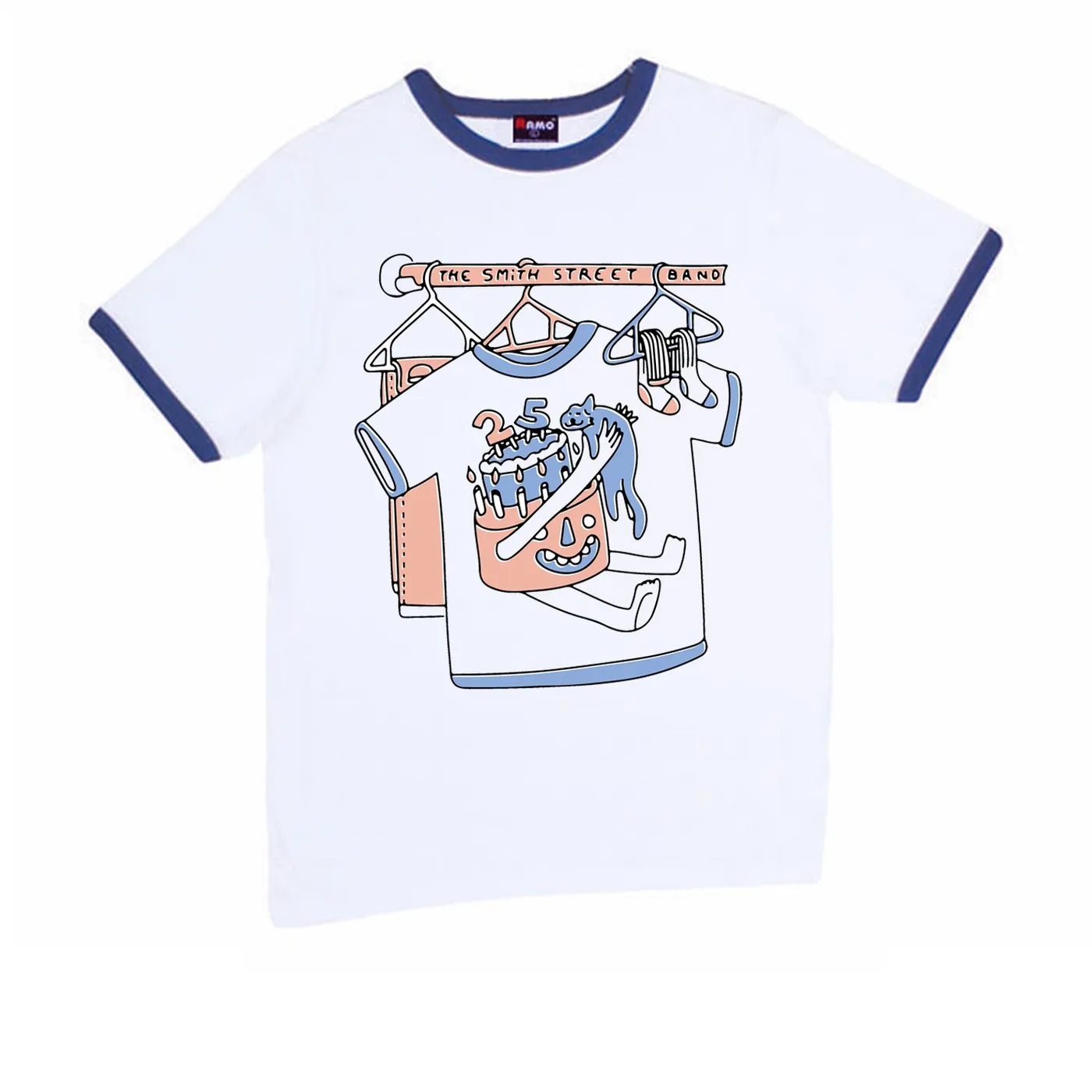 The Smith Street Band Tee on a Tee (White/Blue Ringer Tee)