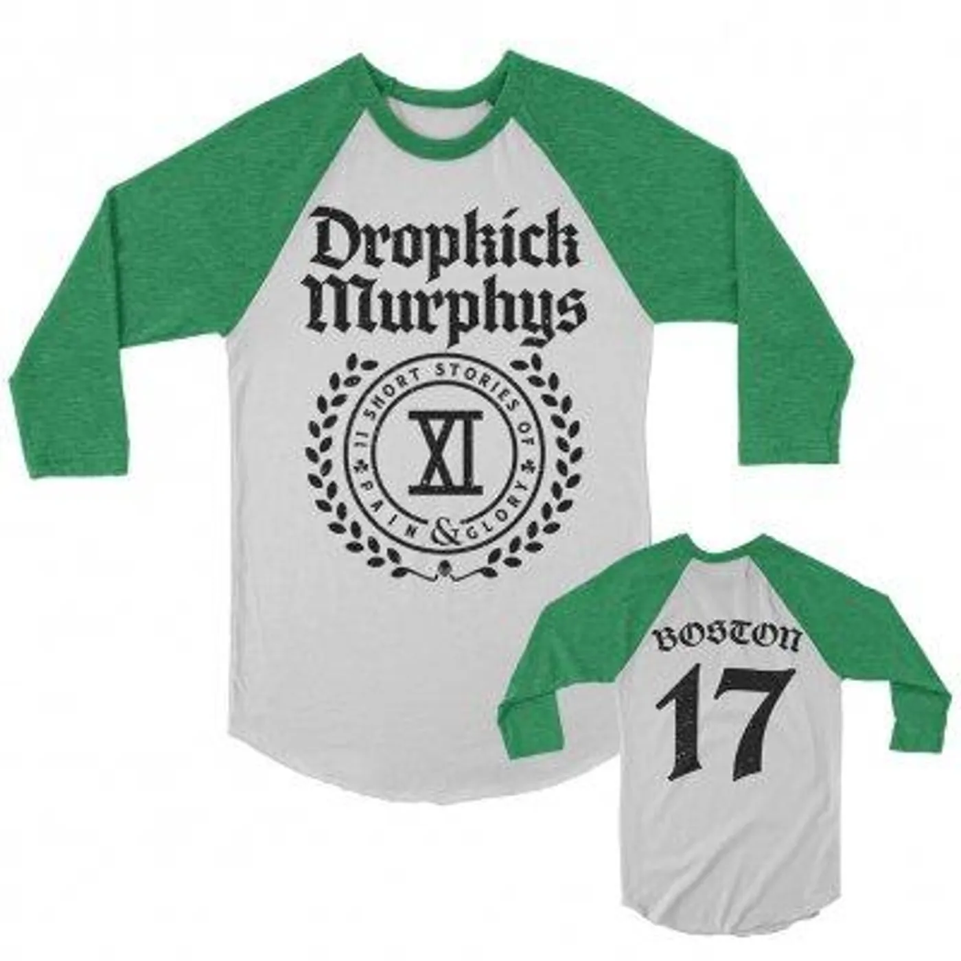 Dropkick Murphys Short Stories Crest Raglan (Heather Kelly/White)