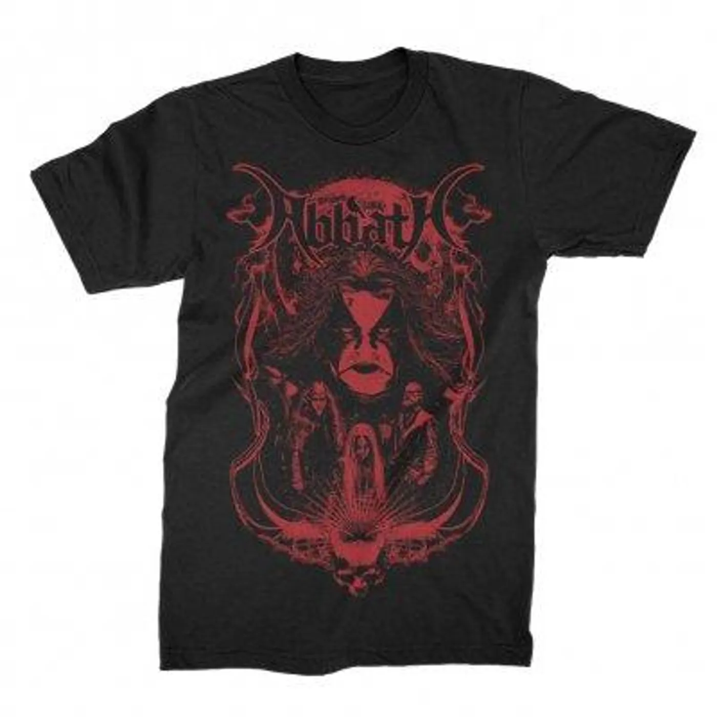 Abbath Skull Band Photo Red Print T-Shirt (Black)