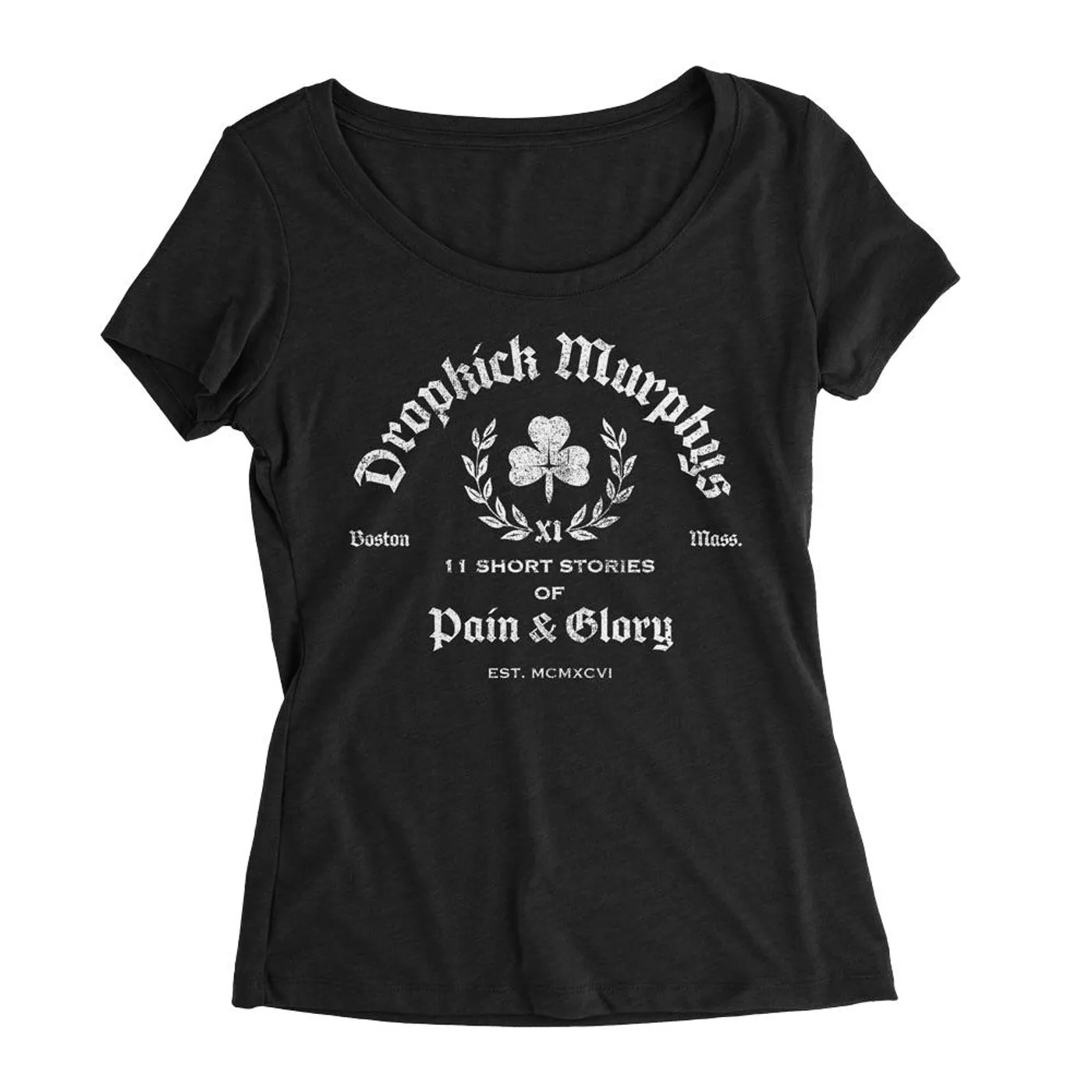 Dropkick Murphys Short Stories Crest Scoop-Neck Womens T-shirt (Black)