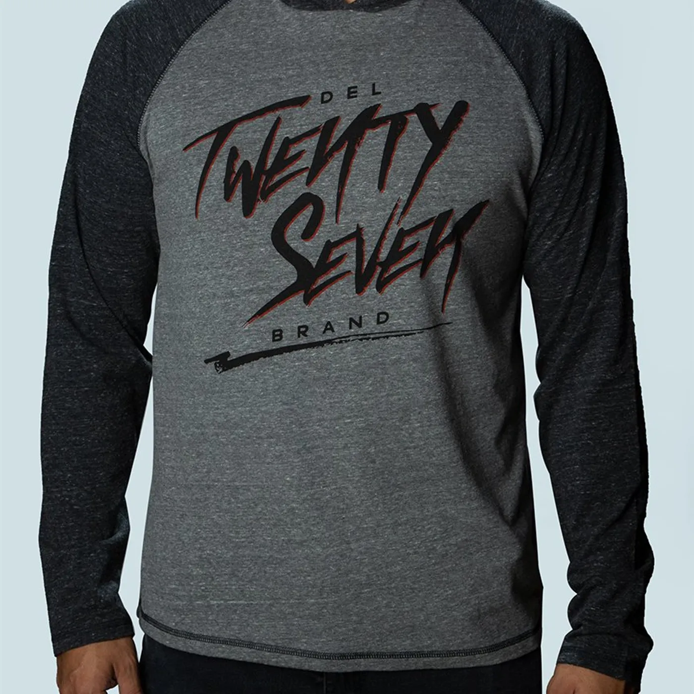 DEL Records Twenty Seven Triblend  Long Sleeve Hooded Pullover