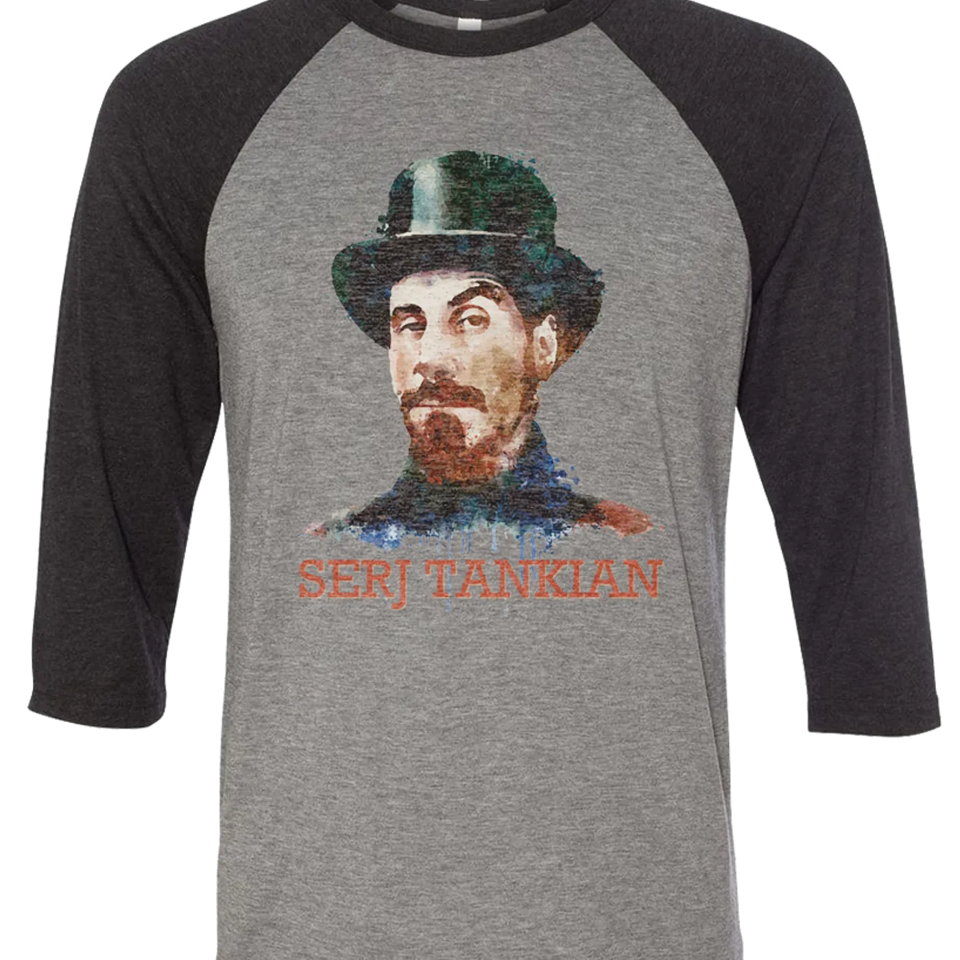 Serj Tankian Men's | Watercolor Portrait | 3/4 Sleeve Baseball Tee