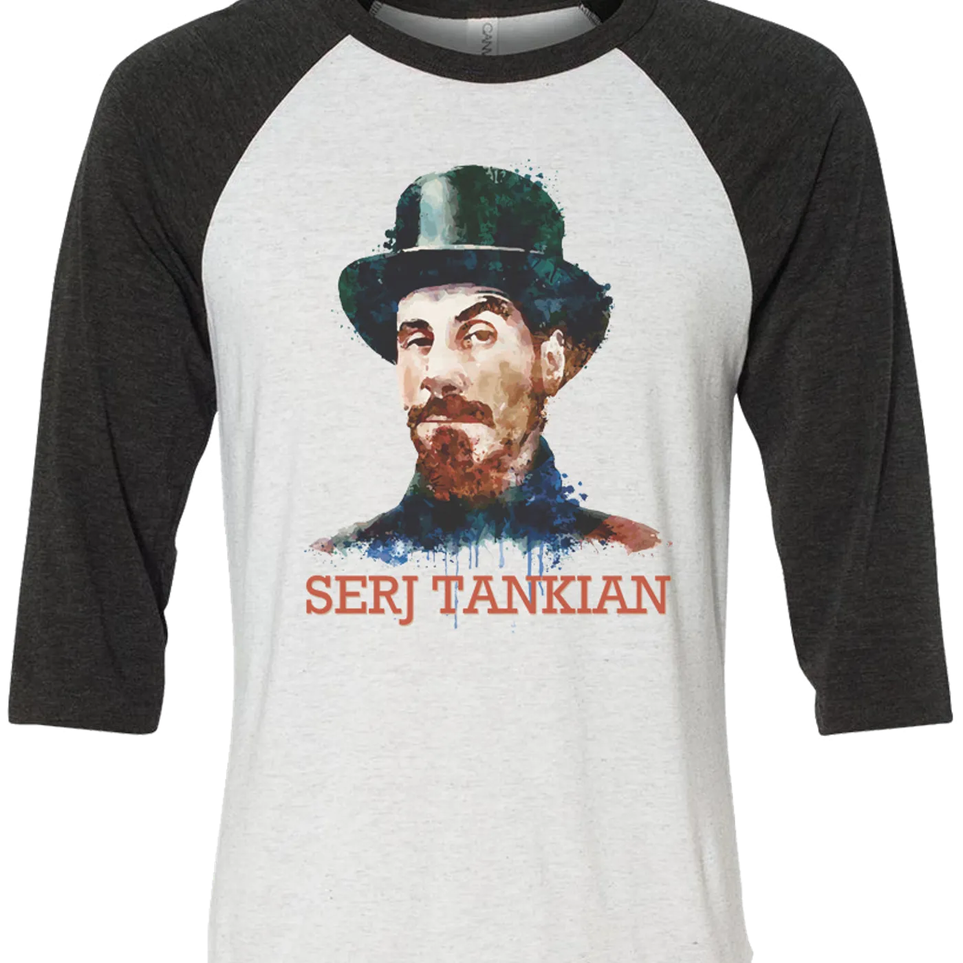 Serj Tankian Men's | Watercolor Portrait | 3/4 Sleeve Baseball Tee