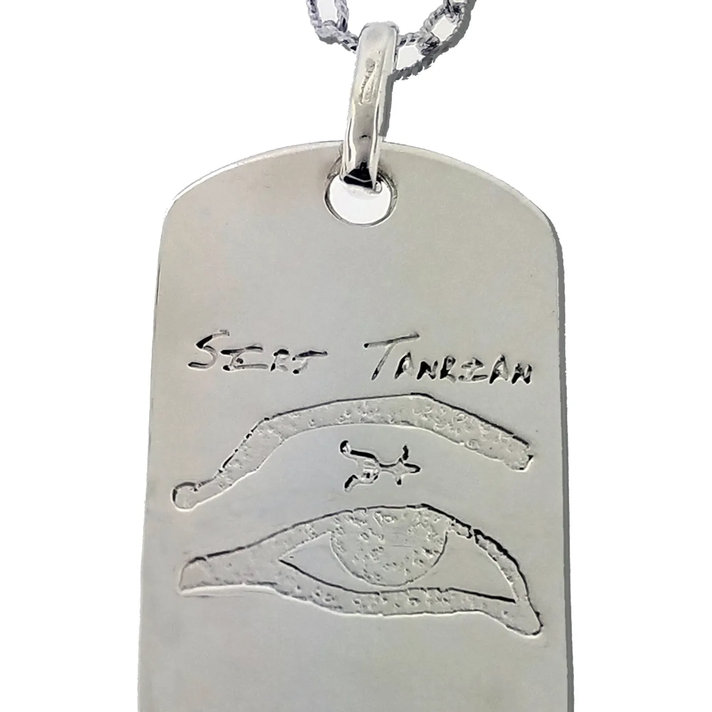 Serj Tankian Elect The Dead - "Dog Tag" - Pure Silver Pendant Dipped In 18K White Gold w/Autographed Jewelry Box