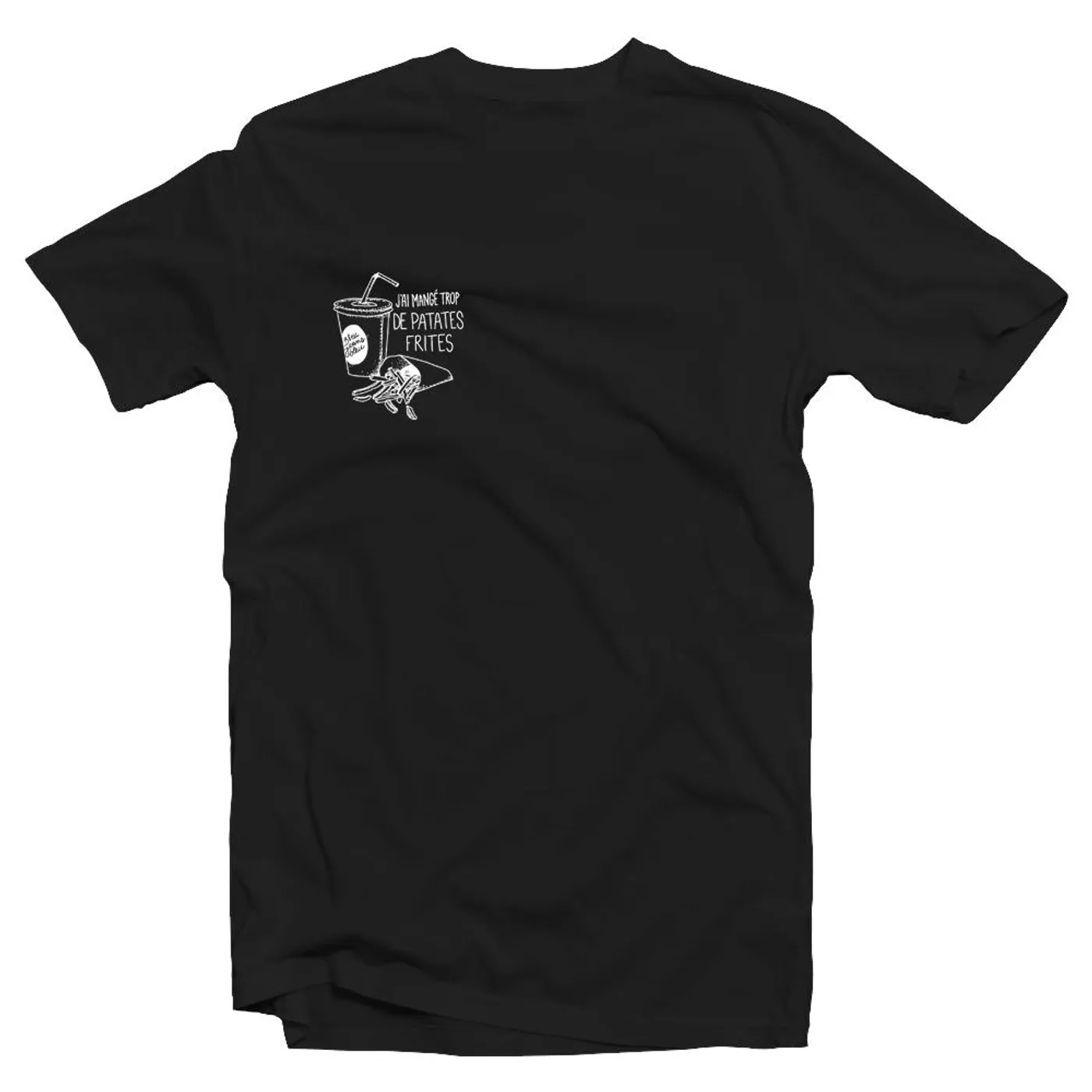 Bleu Jeans Bleu / J'ai Mangé Trop de Patates Frites - T-Shirt Noir