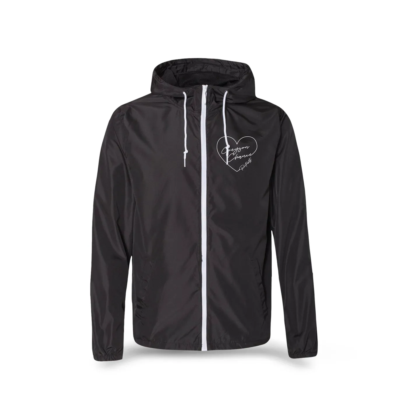 Greyson Chance GC Heart Windbreaker (Black w/ White Zip)