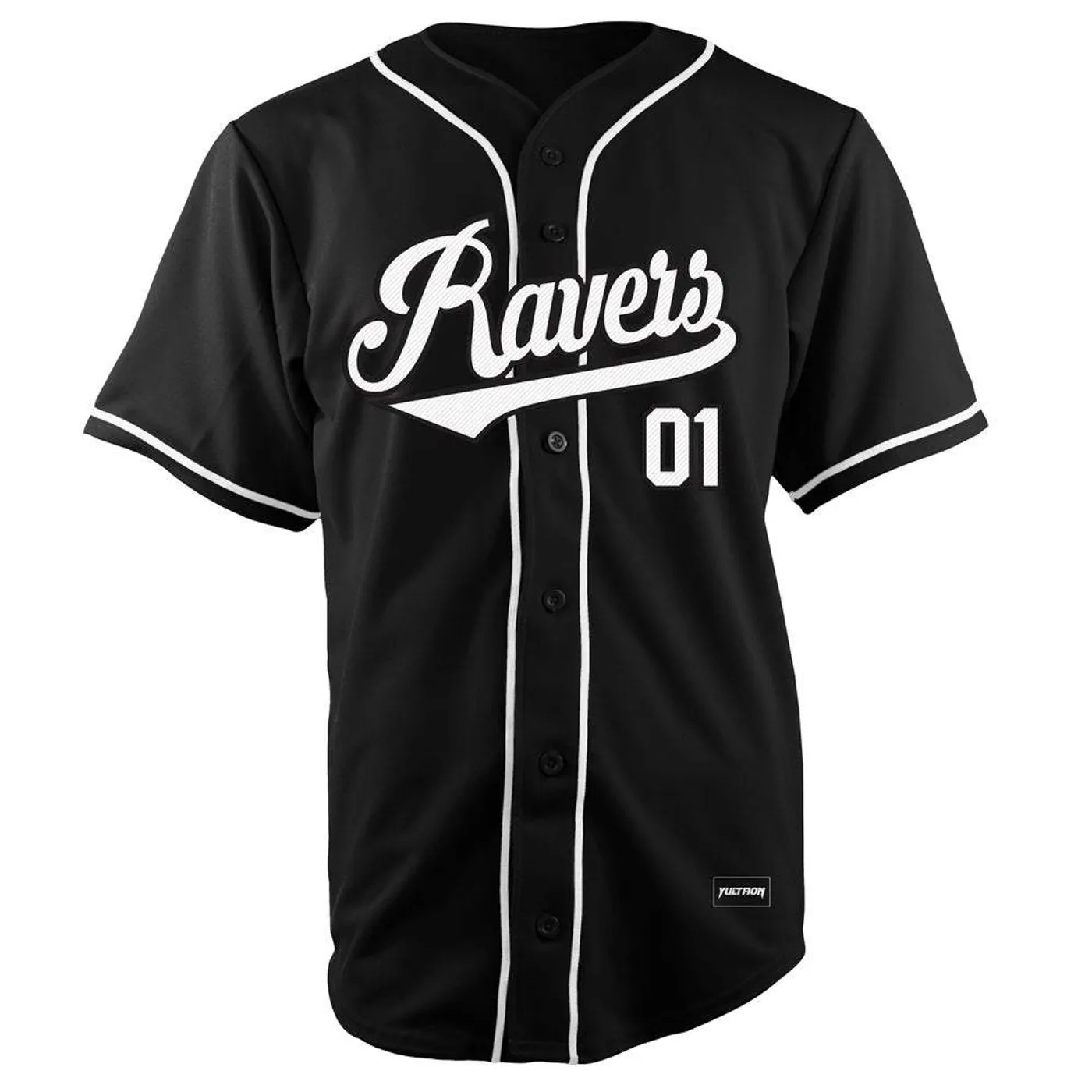 YULTRON RAVERS Black Baseball Jersey