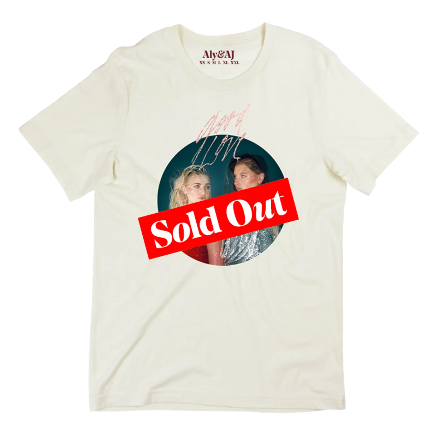 Aly & AJ Good Love Pink Sparkle Single Photo Ivory Tee